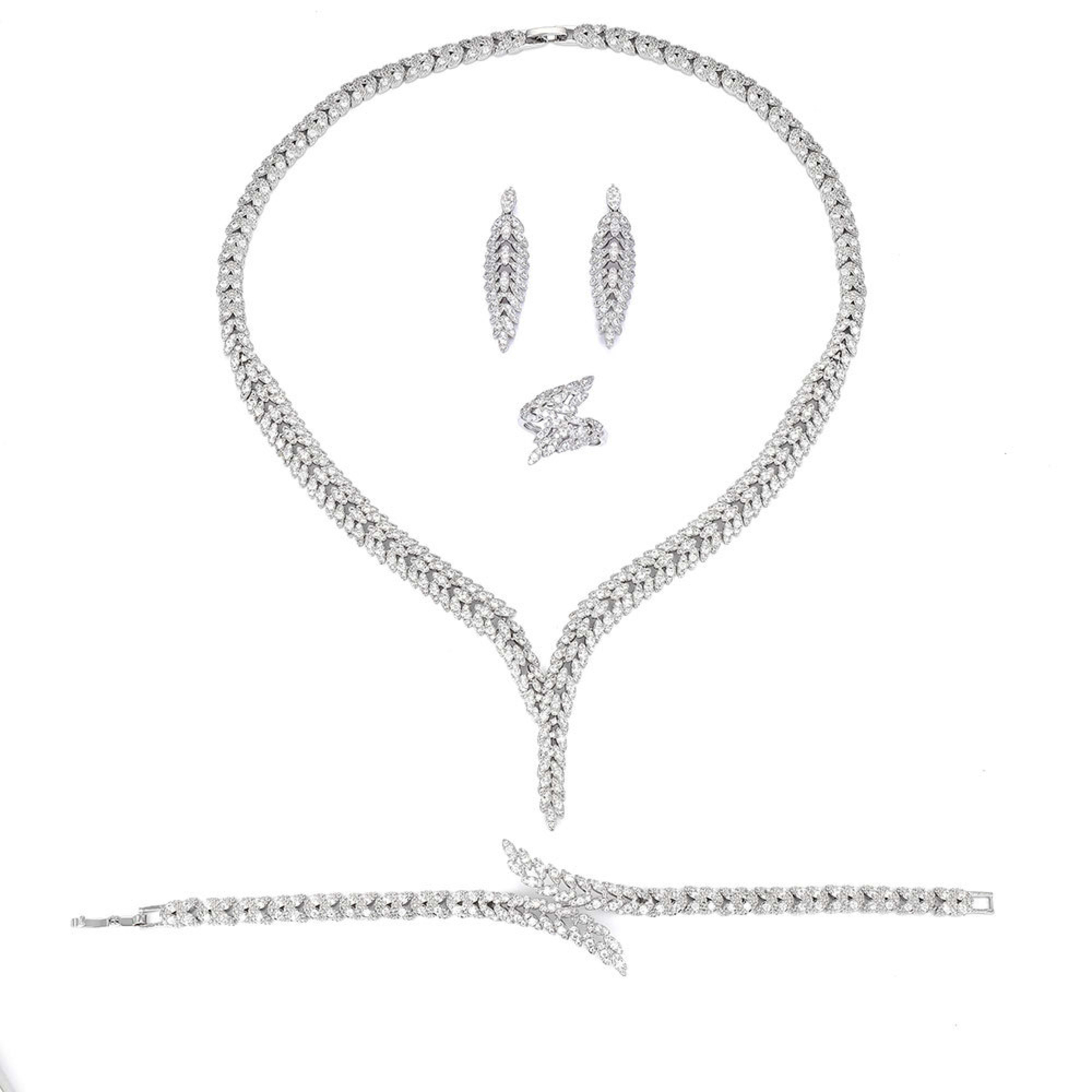 3A Zircon Jewelry Micro Set Full Crystal Necklace And Earrings 4 Piece Set For Weddings And Banquets 6