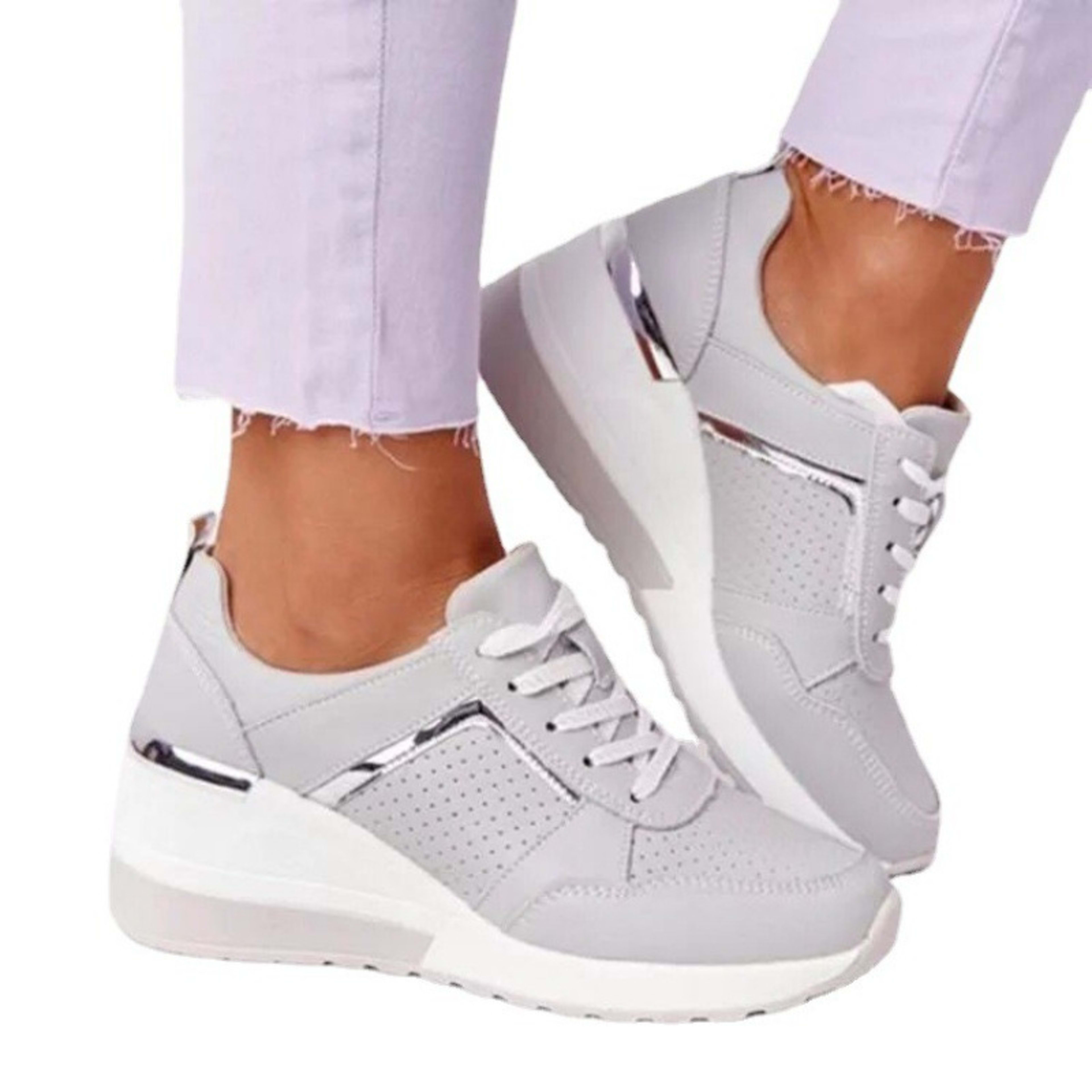 Plus Size Casual Platform Dad Shoes Lace-up Wedge Sports Women 6