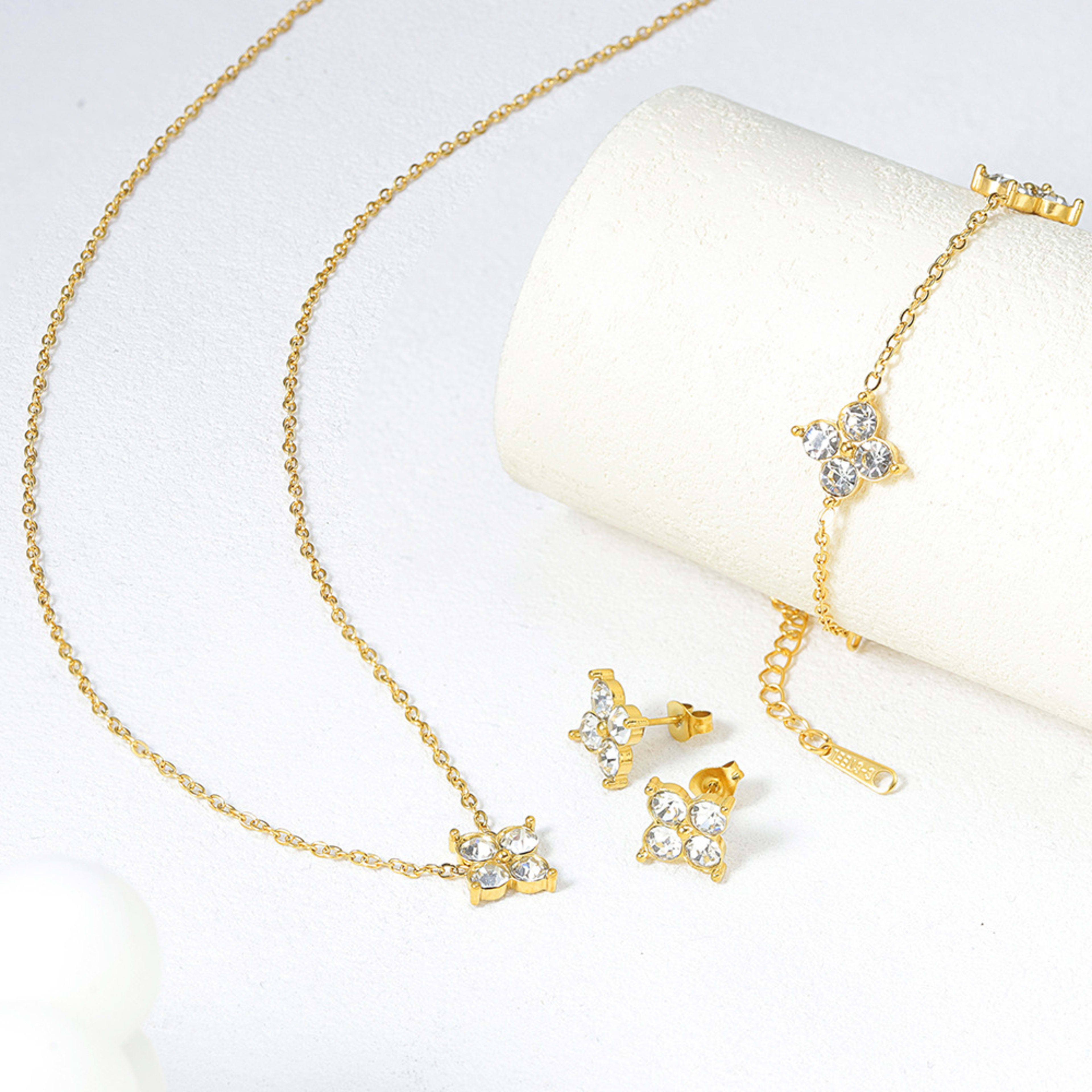 French Babys Breath Bracelet Necklace And Earrings Set 3