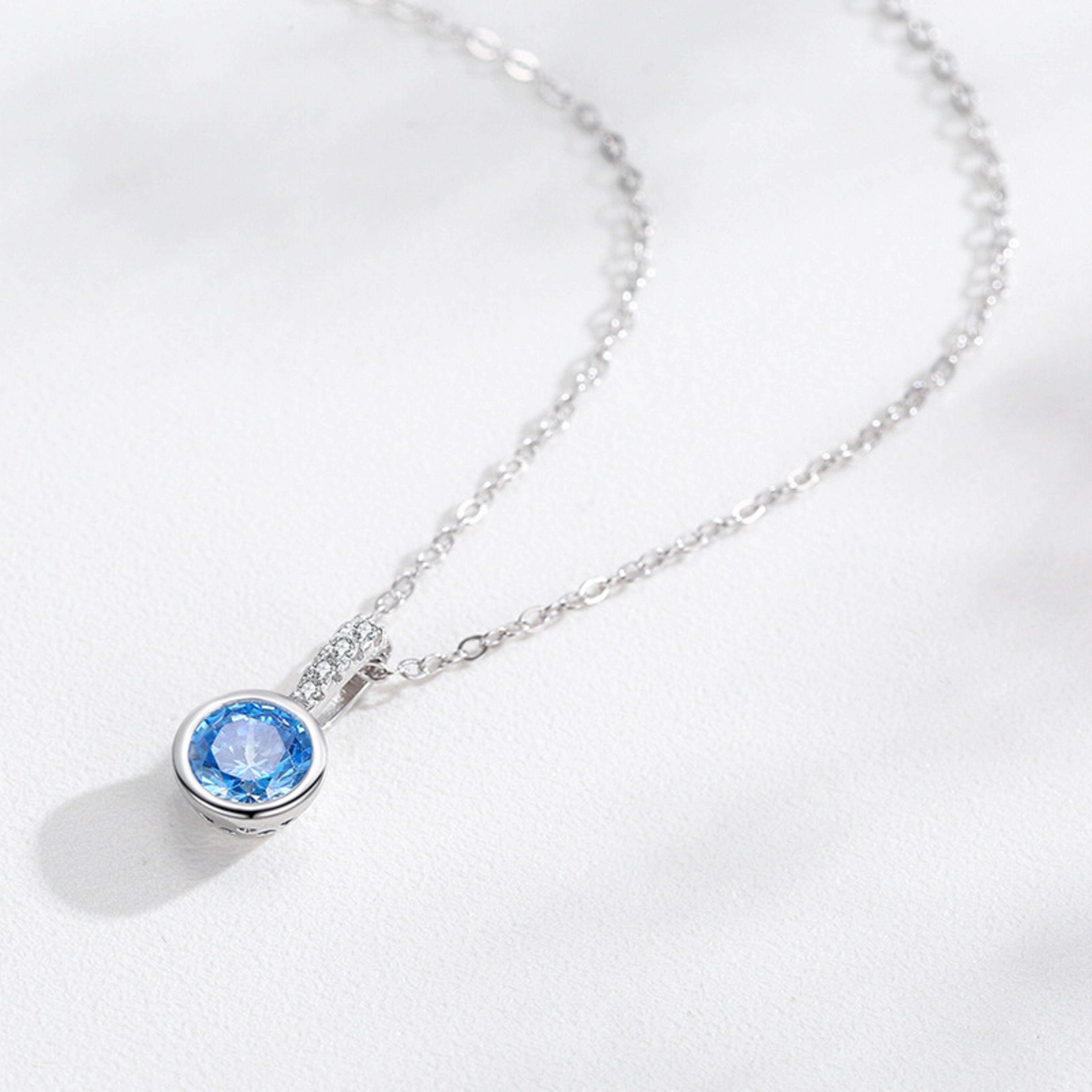 Women's Light Luxury Sea Blue Artificial Diamond Earrings Necklace 11