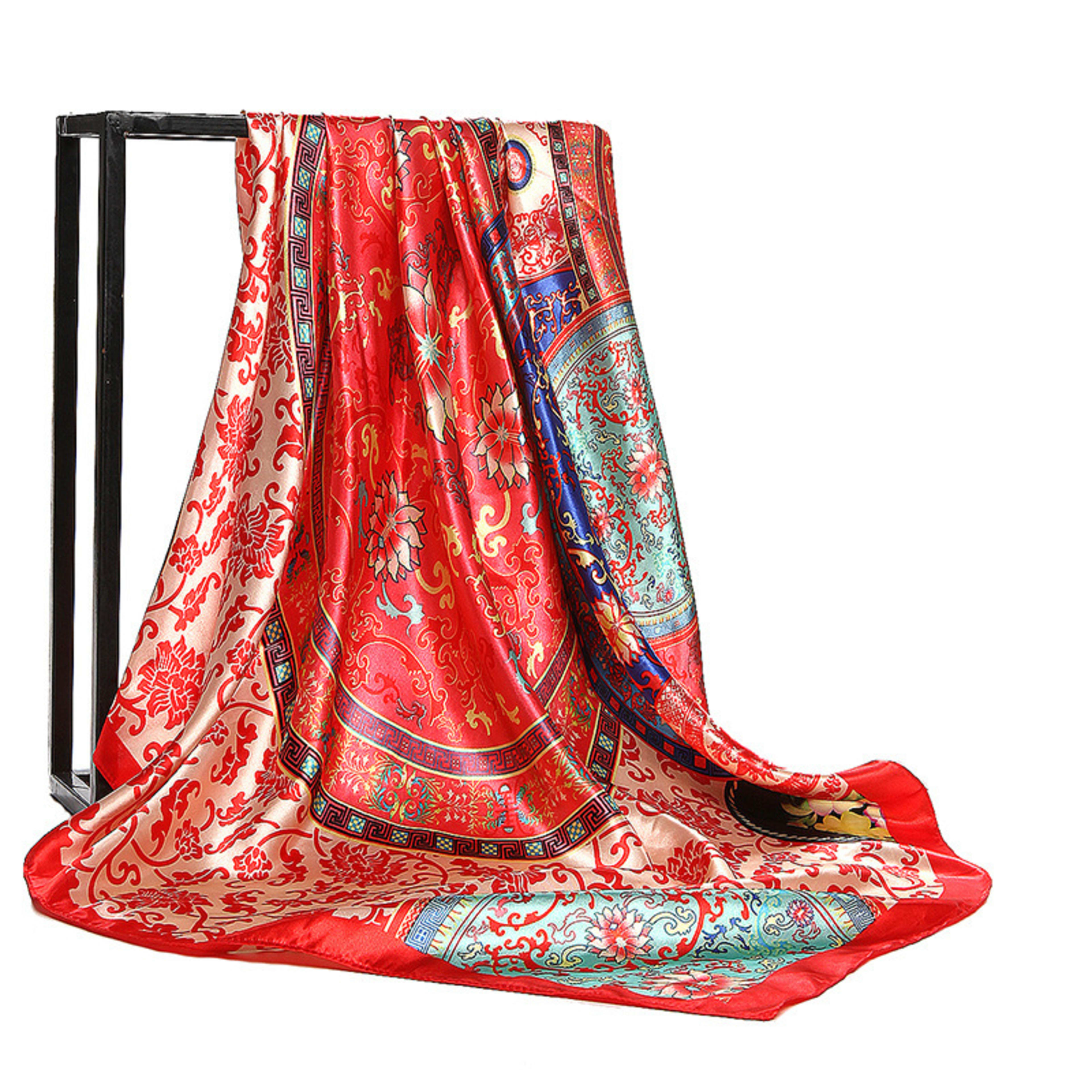 Retro Printed Silk Scarf Womens All-Match Shawl Headscarf 1