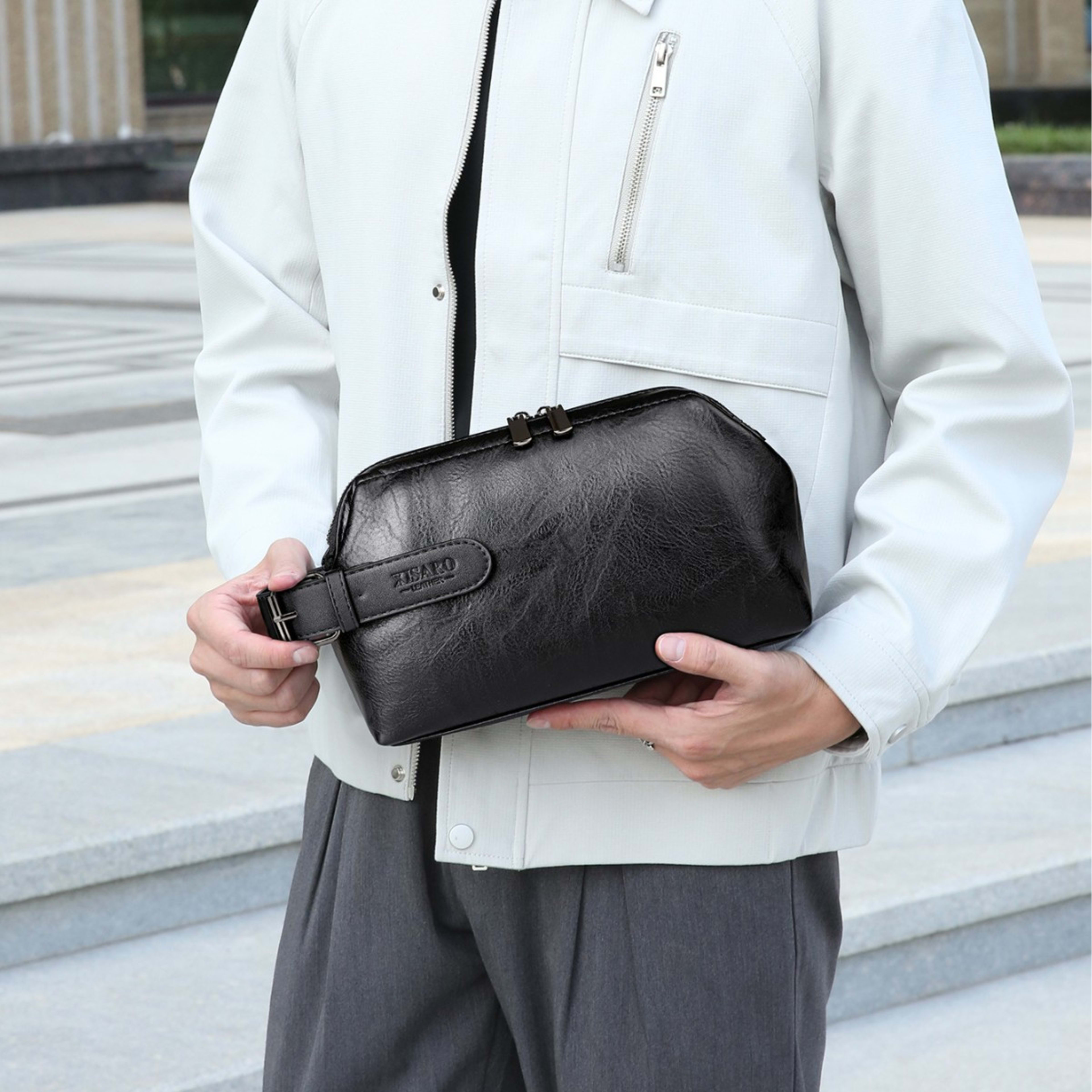 Large Capacity Business Casual Men's Soft Leather Handbag 5