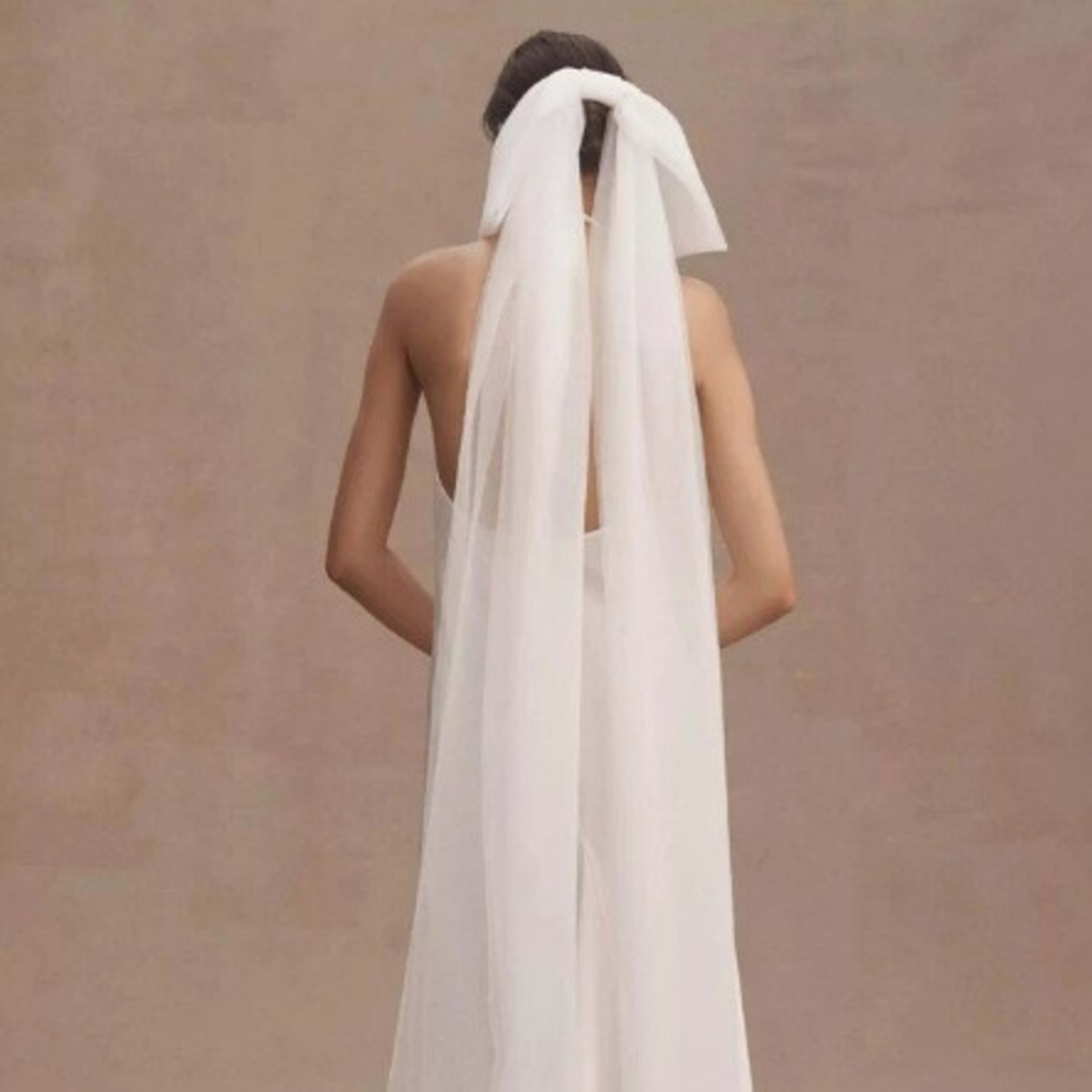 New Minimalist White Double-layer Tulle Bridal Veil With A Bow 6