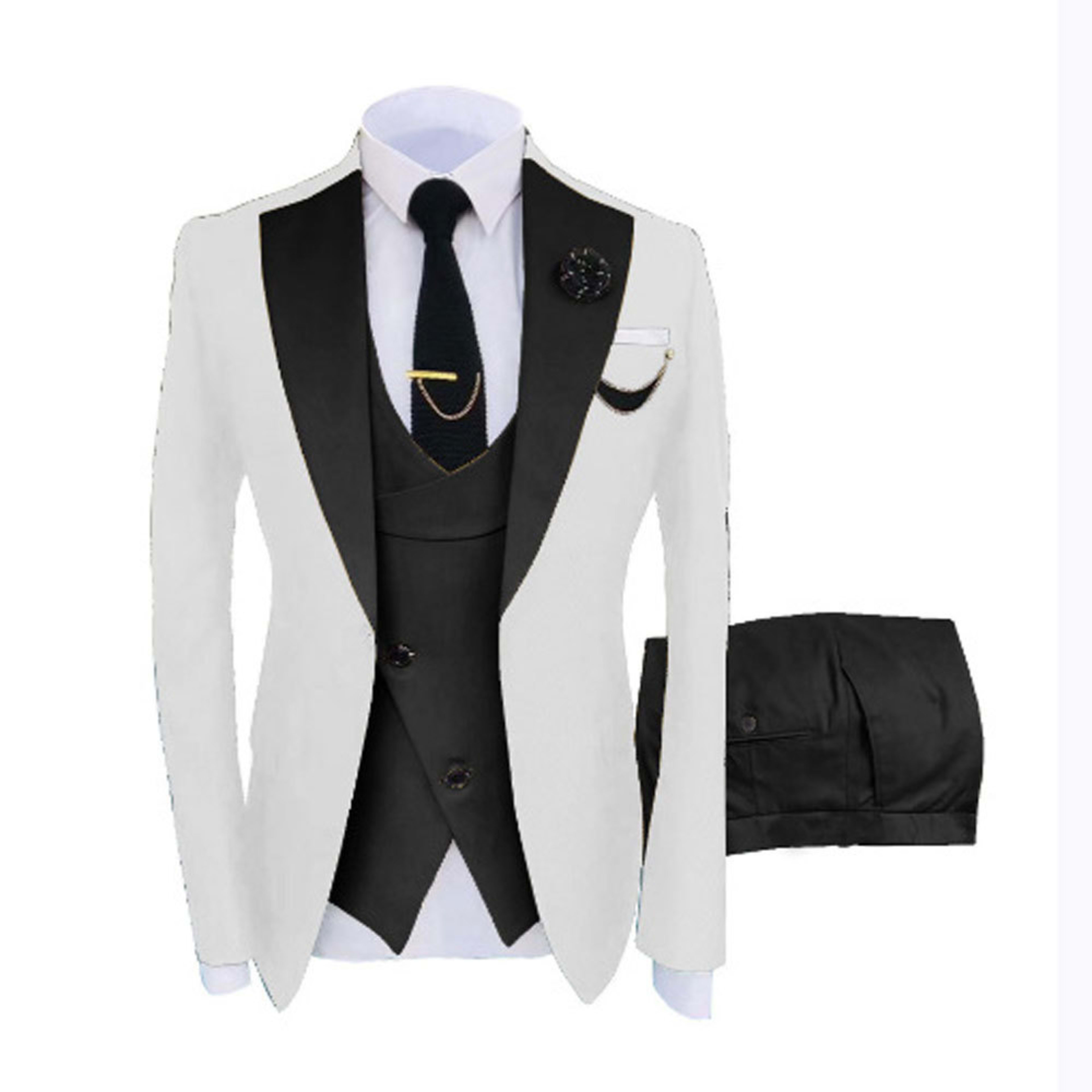 Mens Three-piece Mixed-color Suit 7