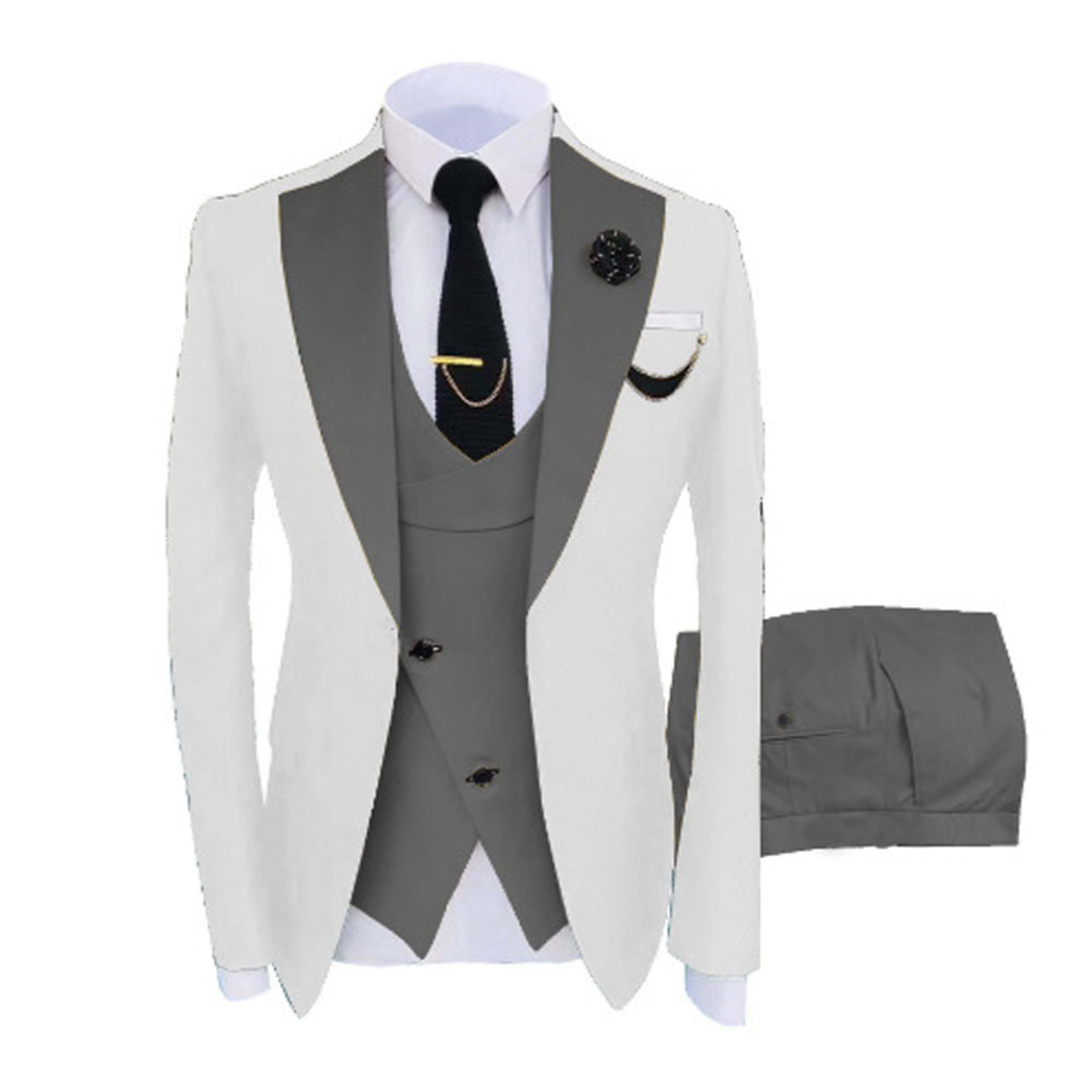 Mens Three-piece Mixed-color Suit 6