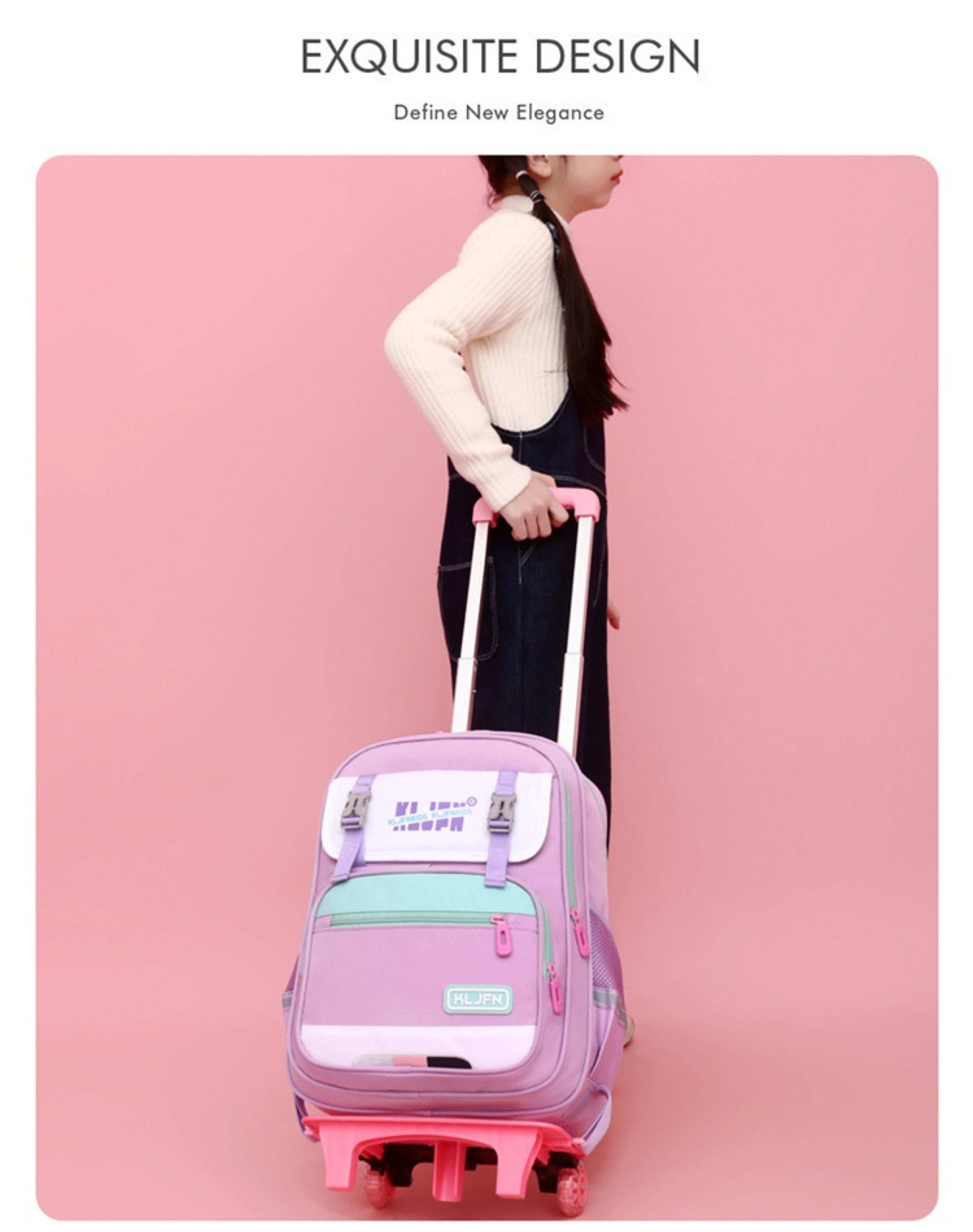 Children's Trolley Lightweight Shoulder Pad Wear-resistant Large Capacity Spine Protection Backpack Waterproof 53