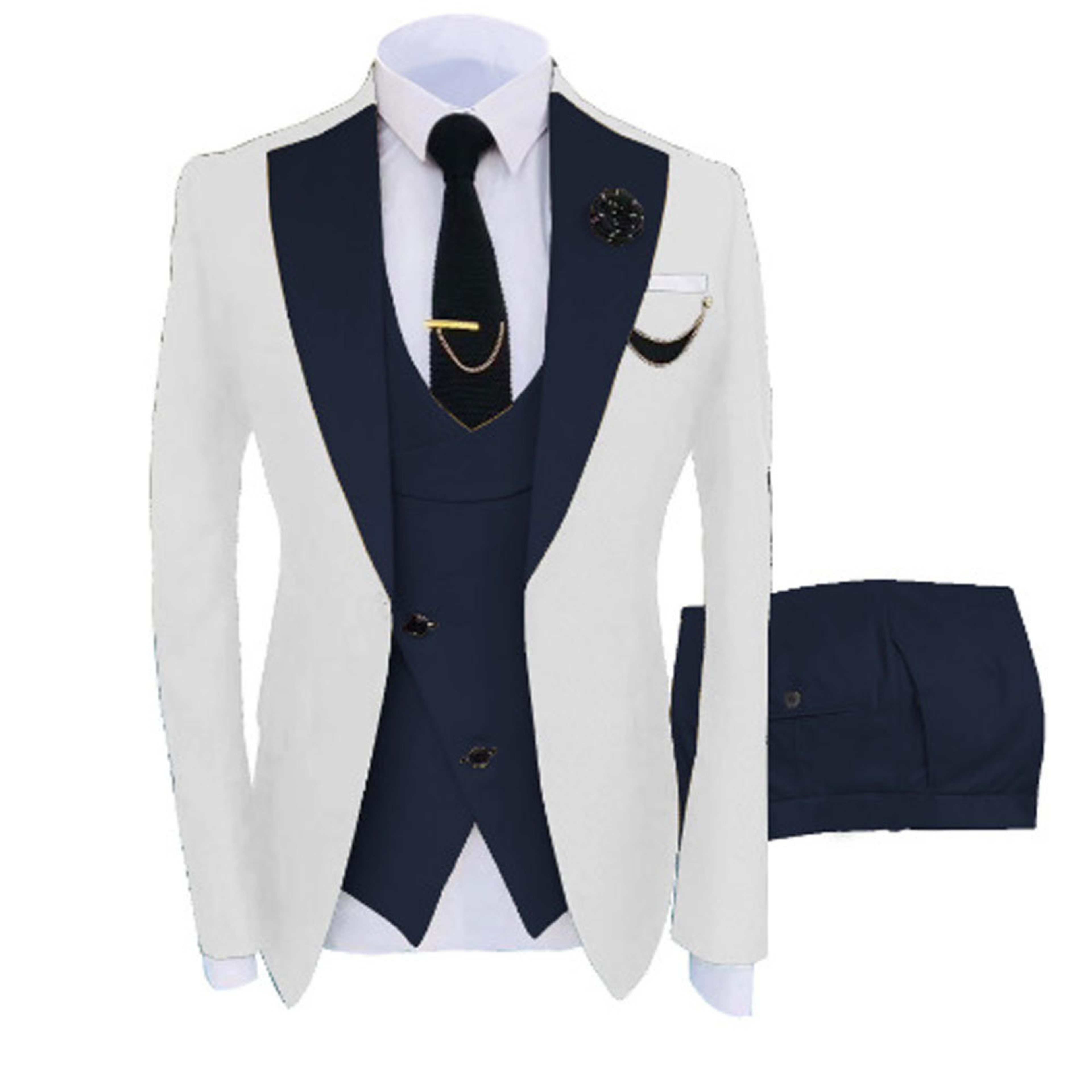 Mens Three-piece Mixed-color Suit 11