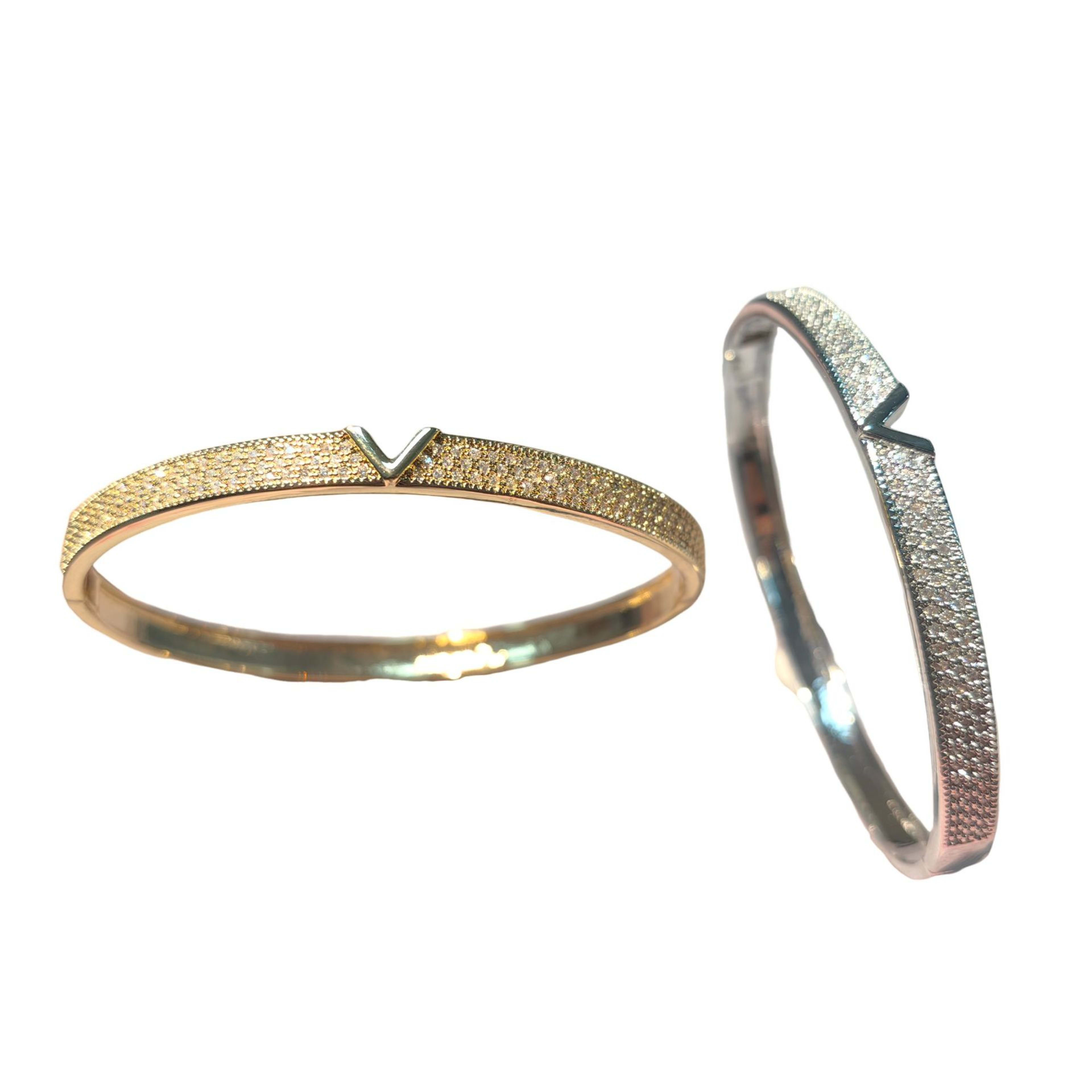 V-shaped 18K Genuine Gold Electroplated Bracelet Ring Set 4