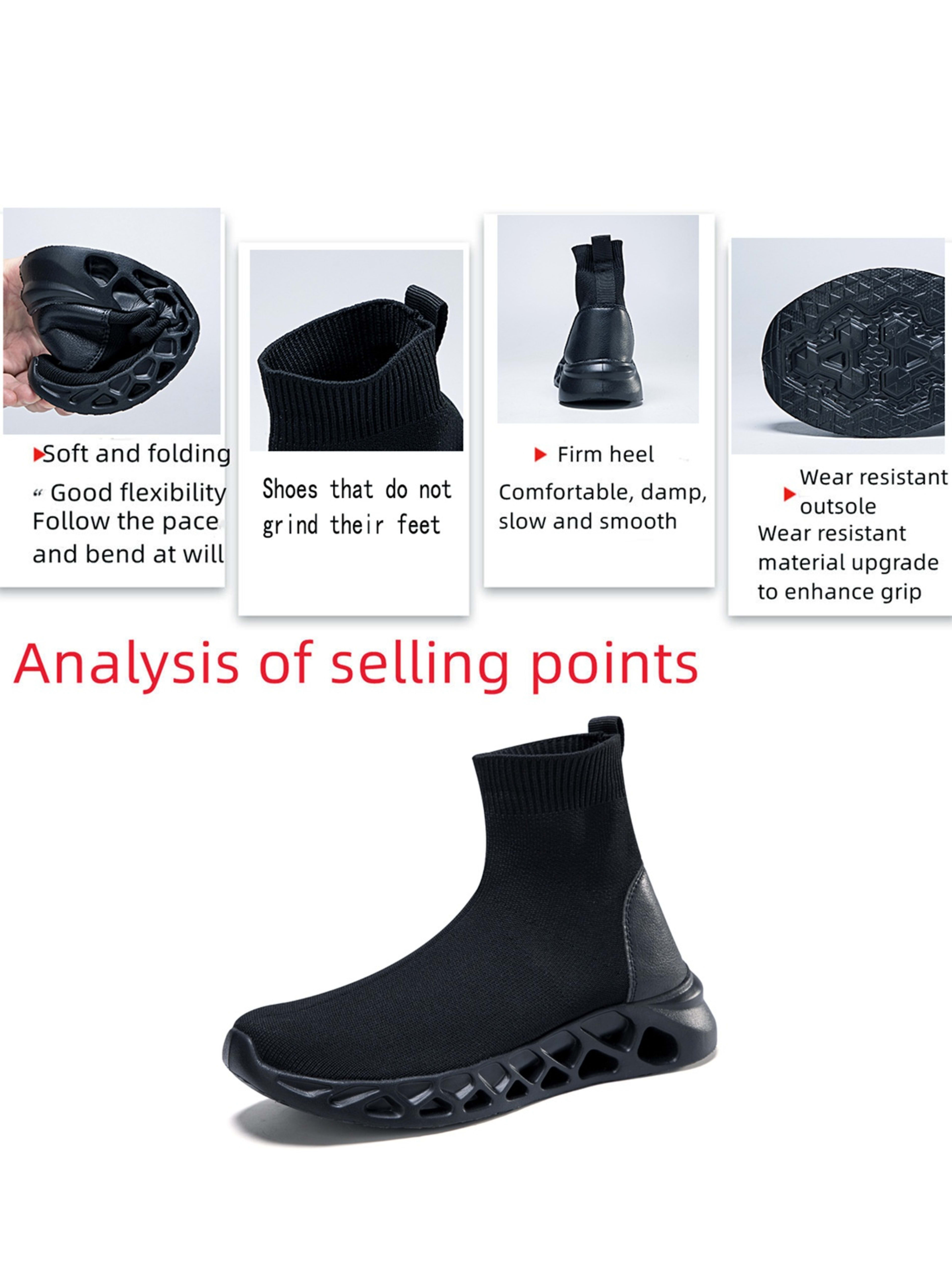 High-top Casual Stretch Socks Ankle Sock Boots Breathable Shoes 5