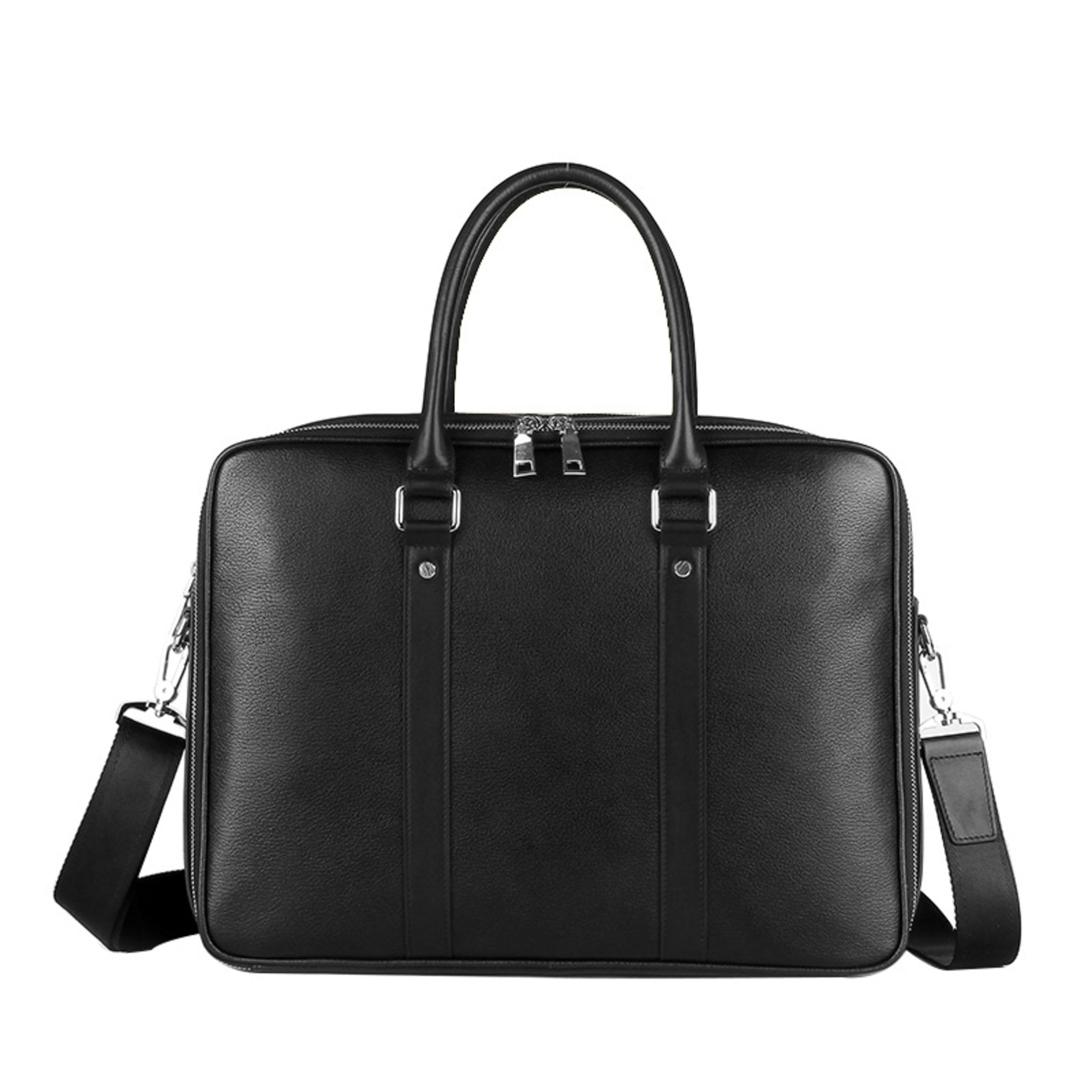 Men's Real-leather Handbag Double Zipper Cattlehide Leather Fashion 2
