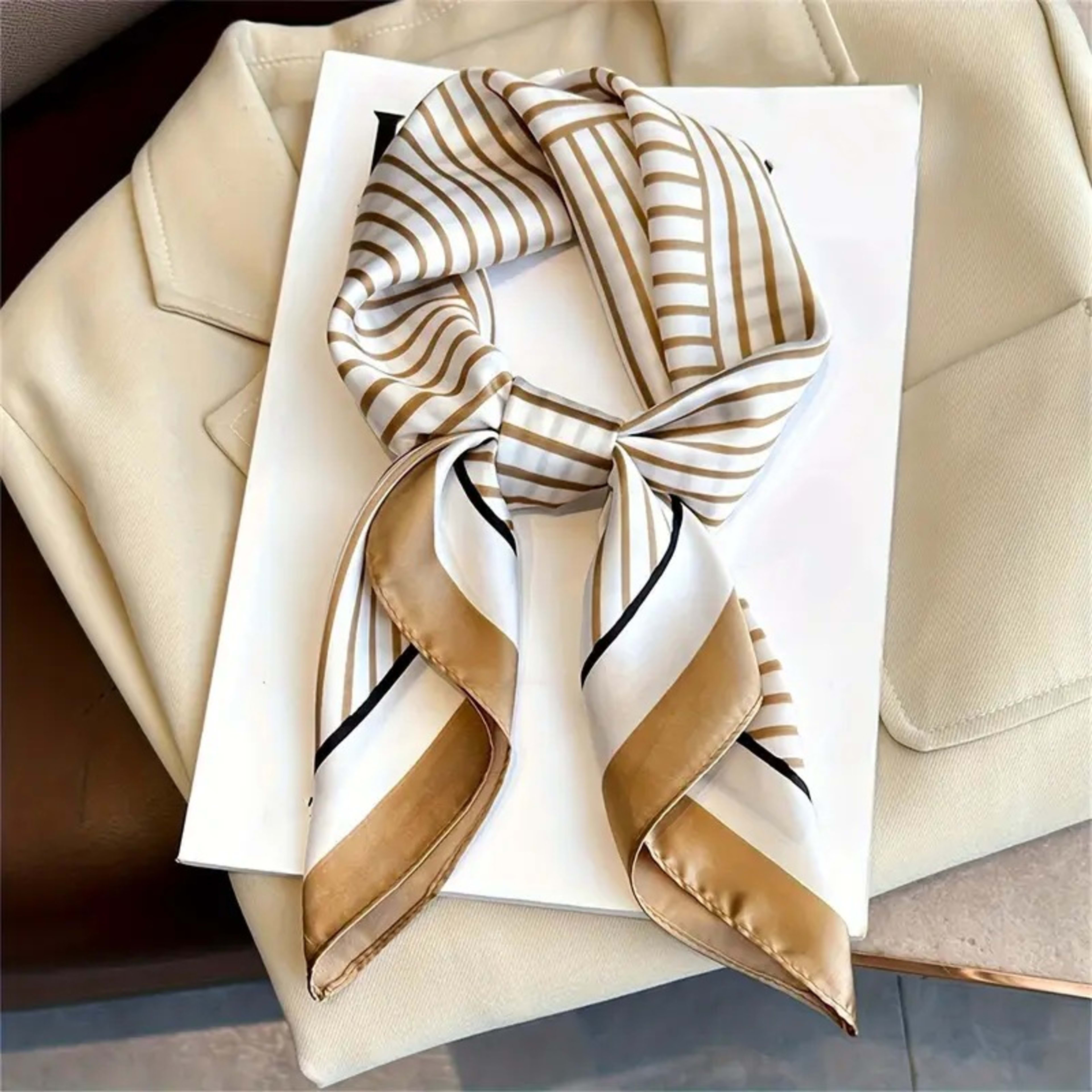 Small Scarf Vintage Printed Silk Scarf For Women 94