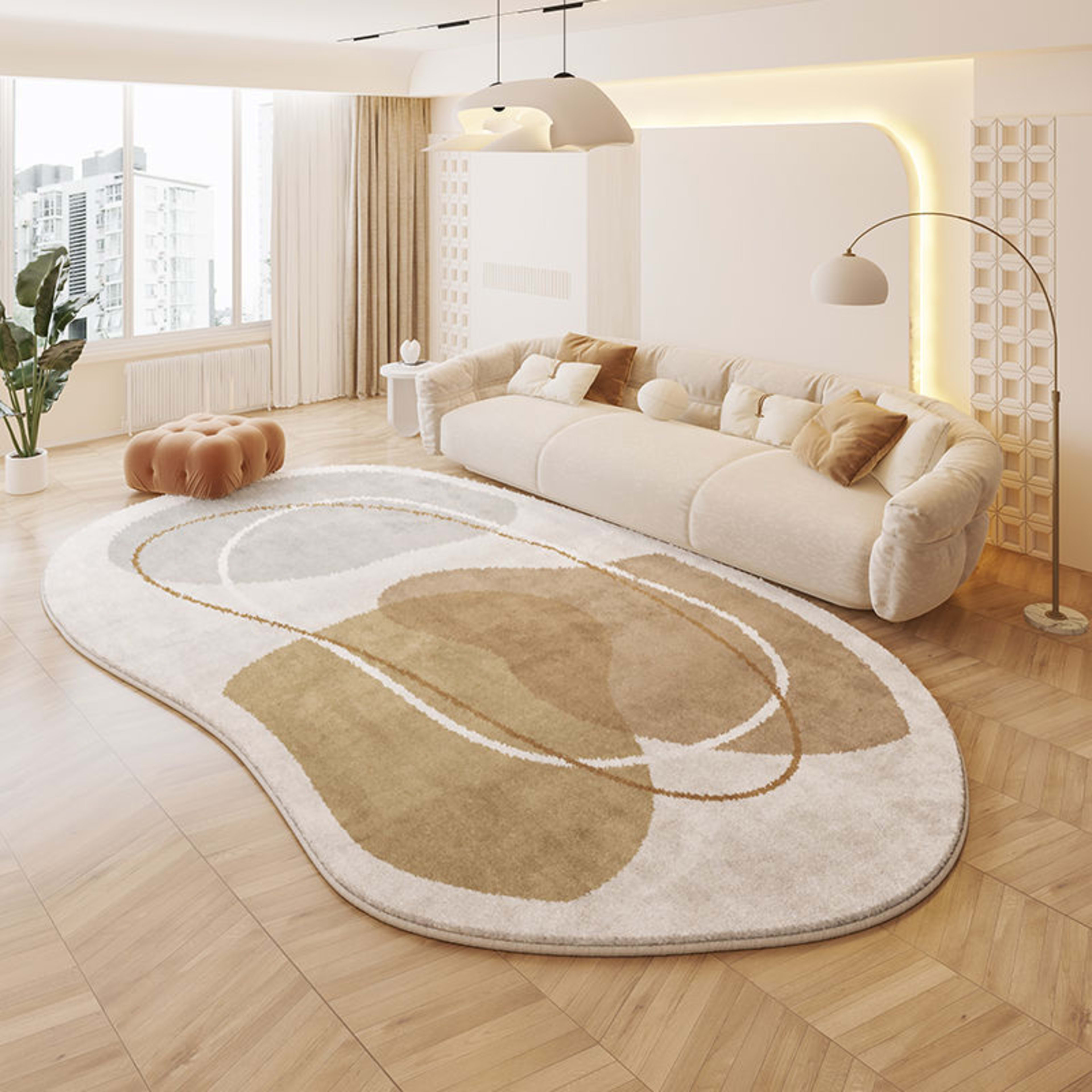 Cream Colored Stain-resistant And Easy To Maintain Cashmere Look Rug 21
