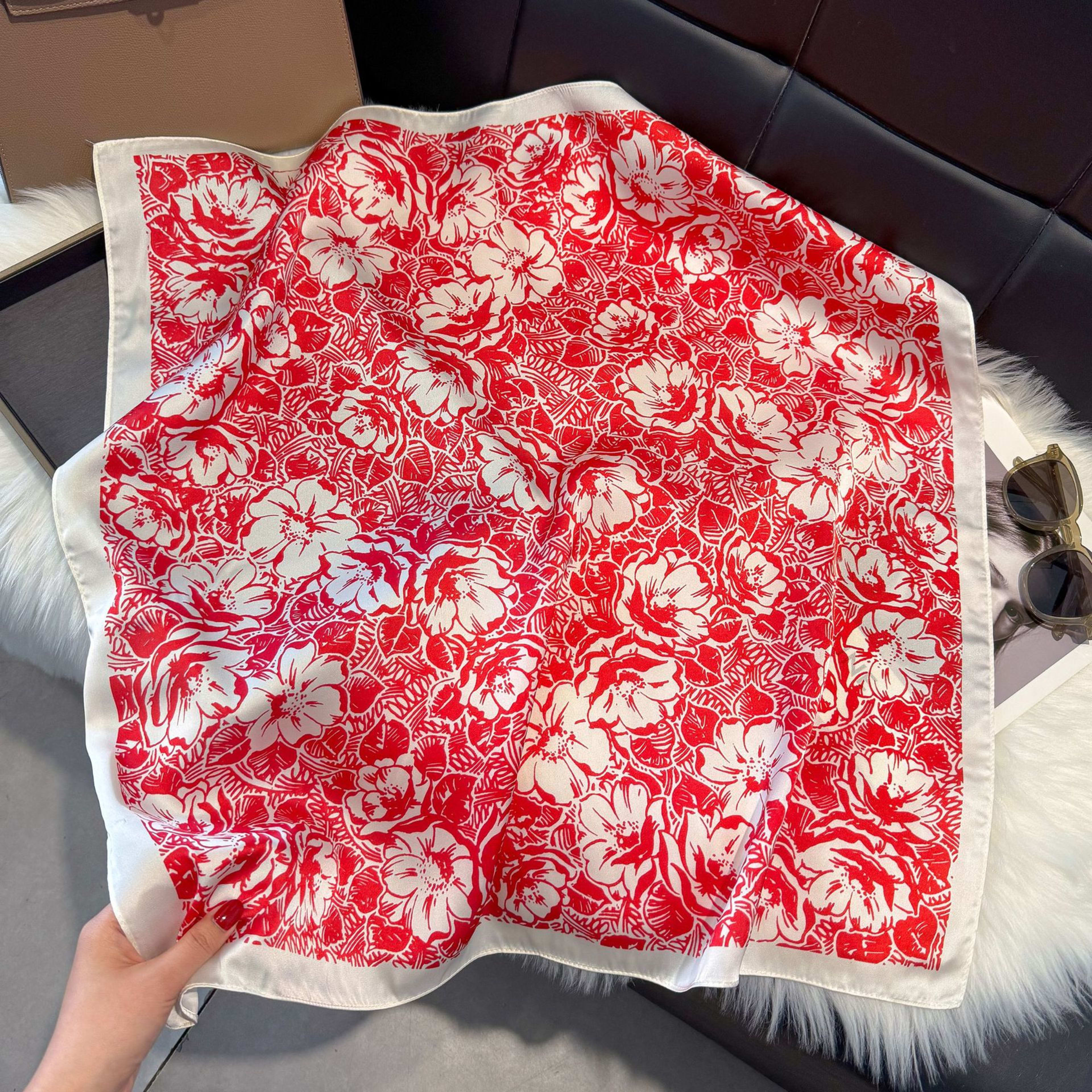 European And American-style ScarfSquare Kerchief Imitation Silk Vintage Cashew Pattern 3