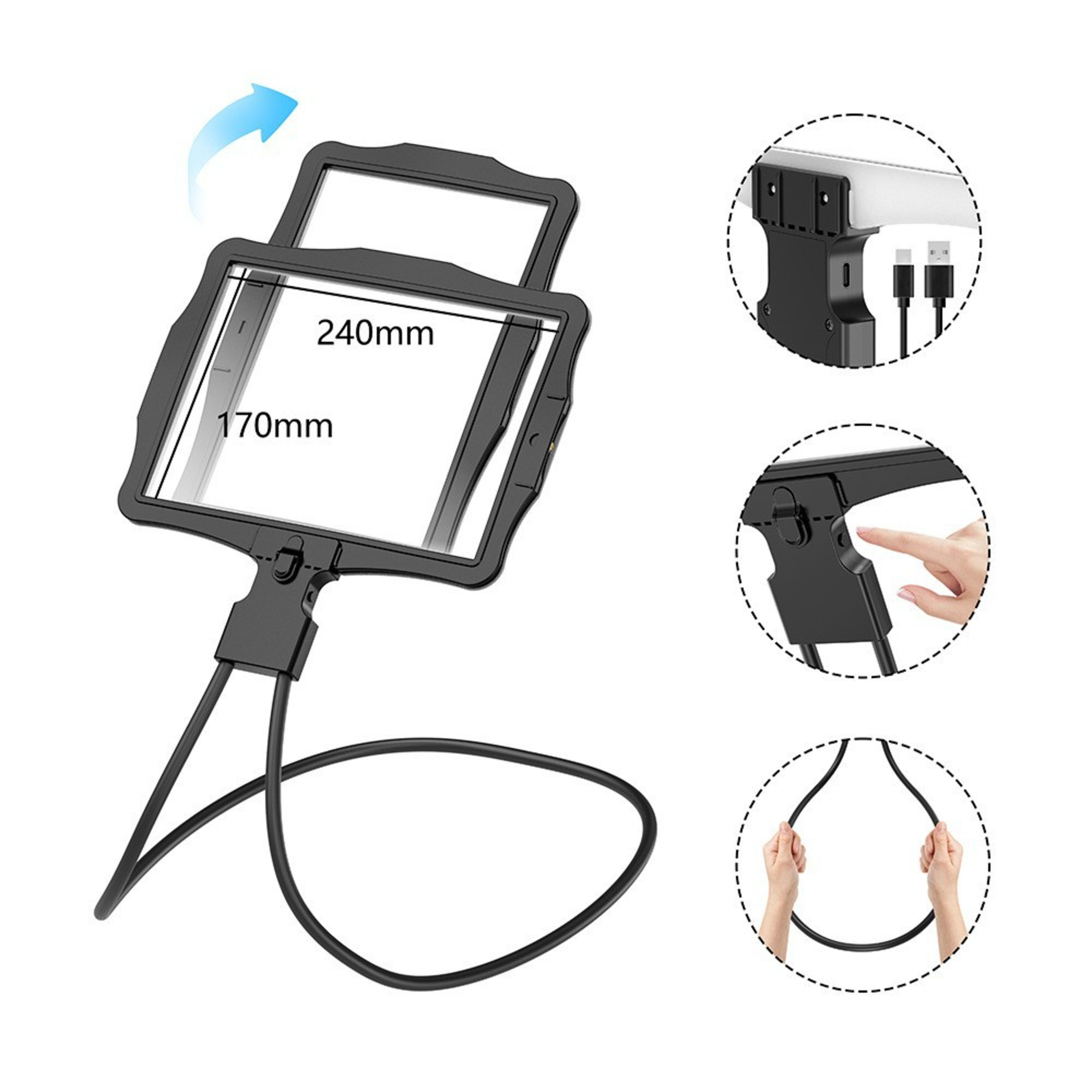 Handheld Magnifier With 48 LED Lights And USB Charging 7