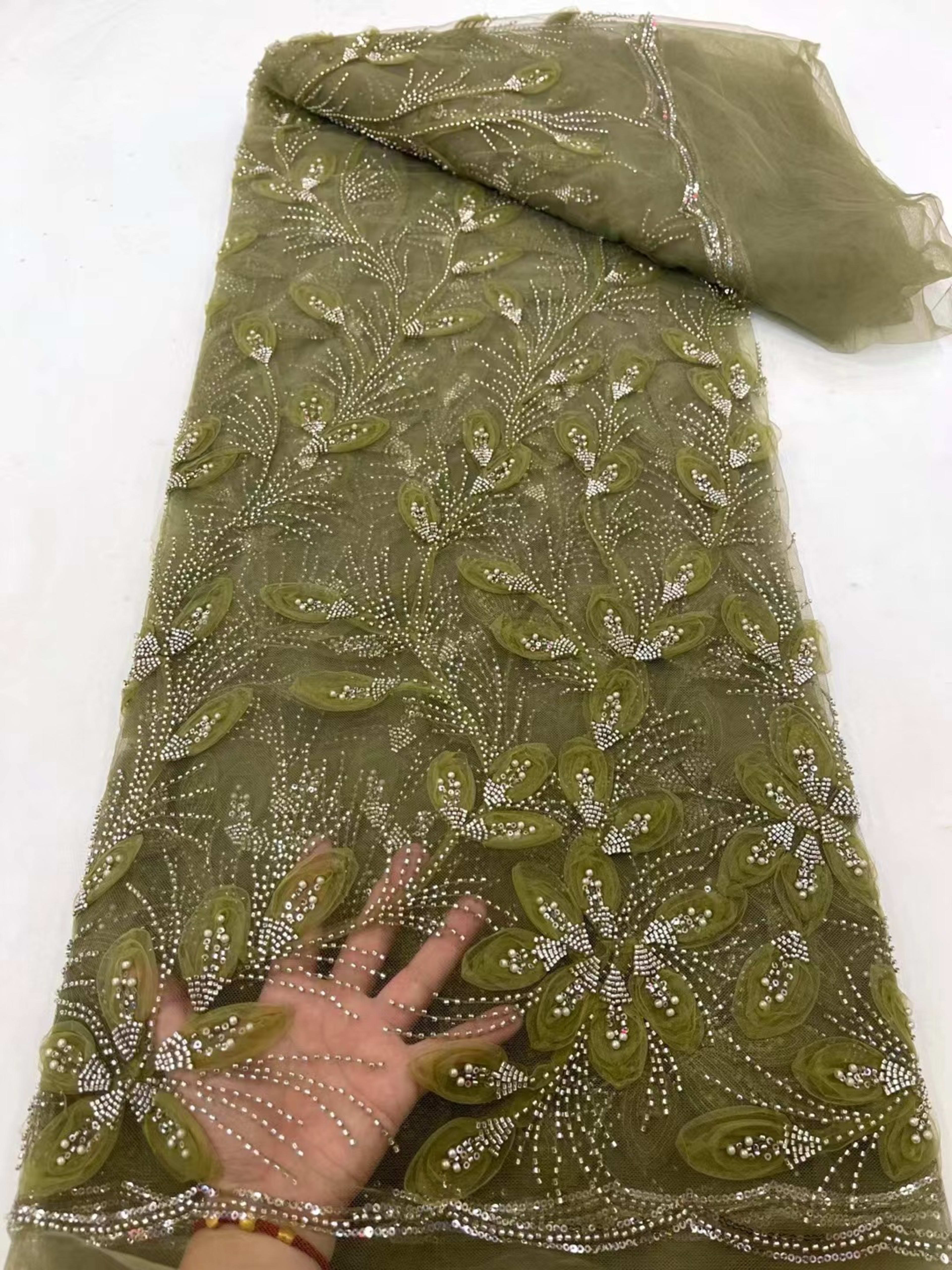 Ribbon Flower Beaded Tulle Lace Fabric Cocktail Party Occasion Evening Dress Embroidered Cloth Lace 11