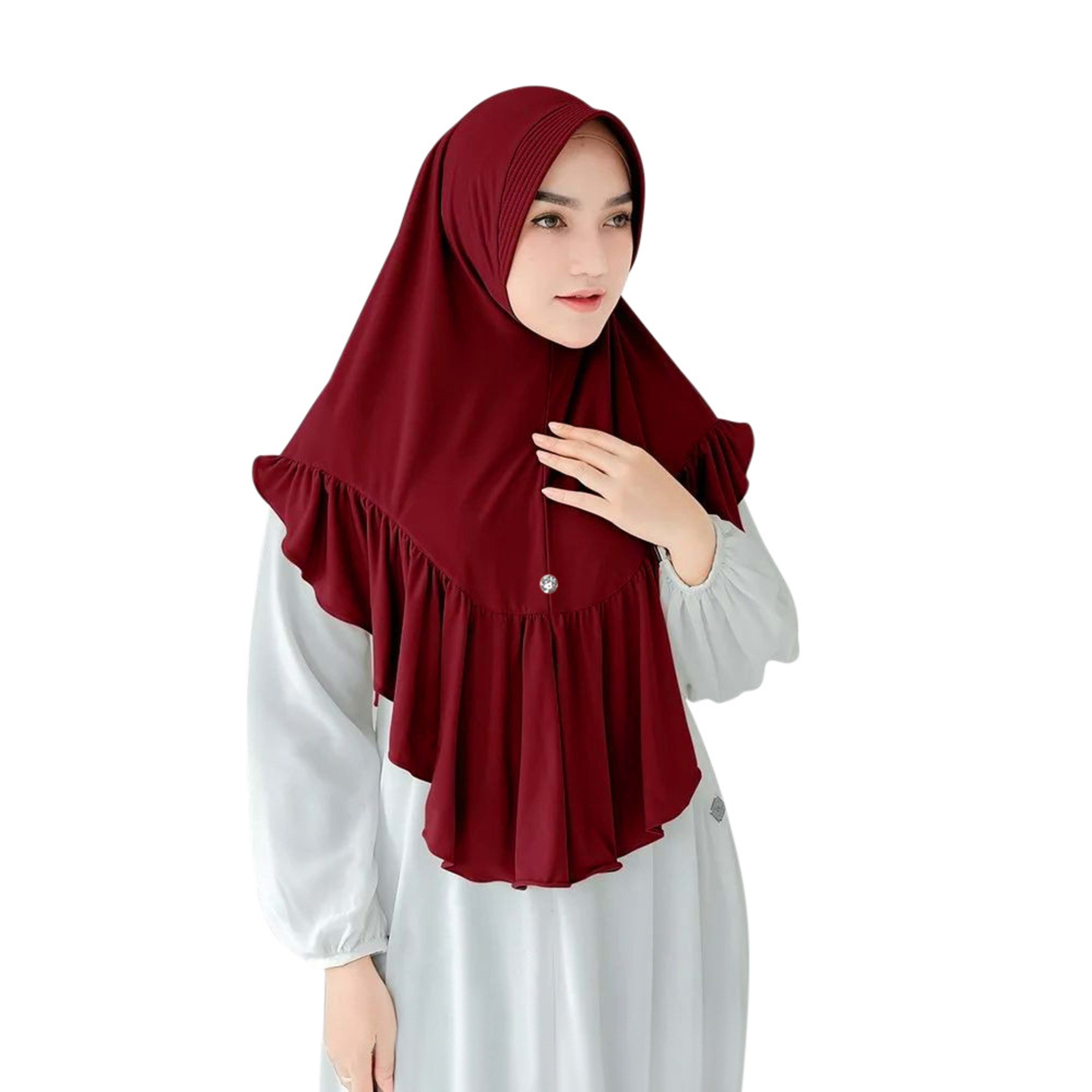 Solid-color Womens Ruffled-hem Pullover Comfort Breathable Headscarf 8