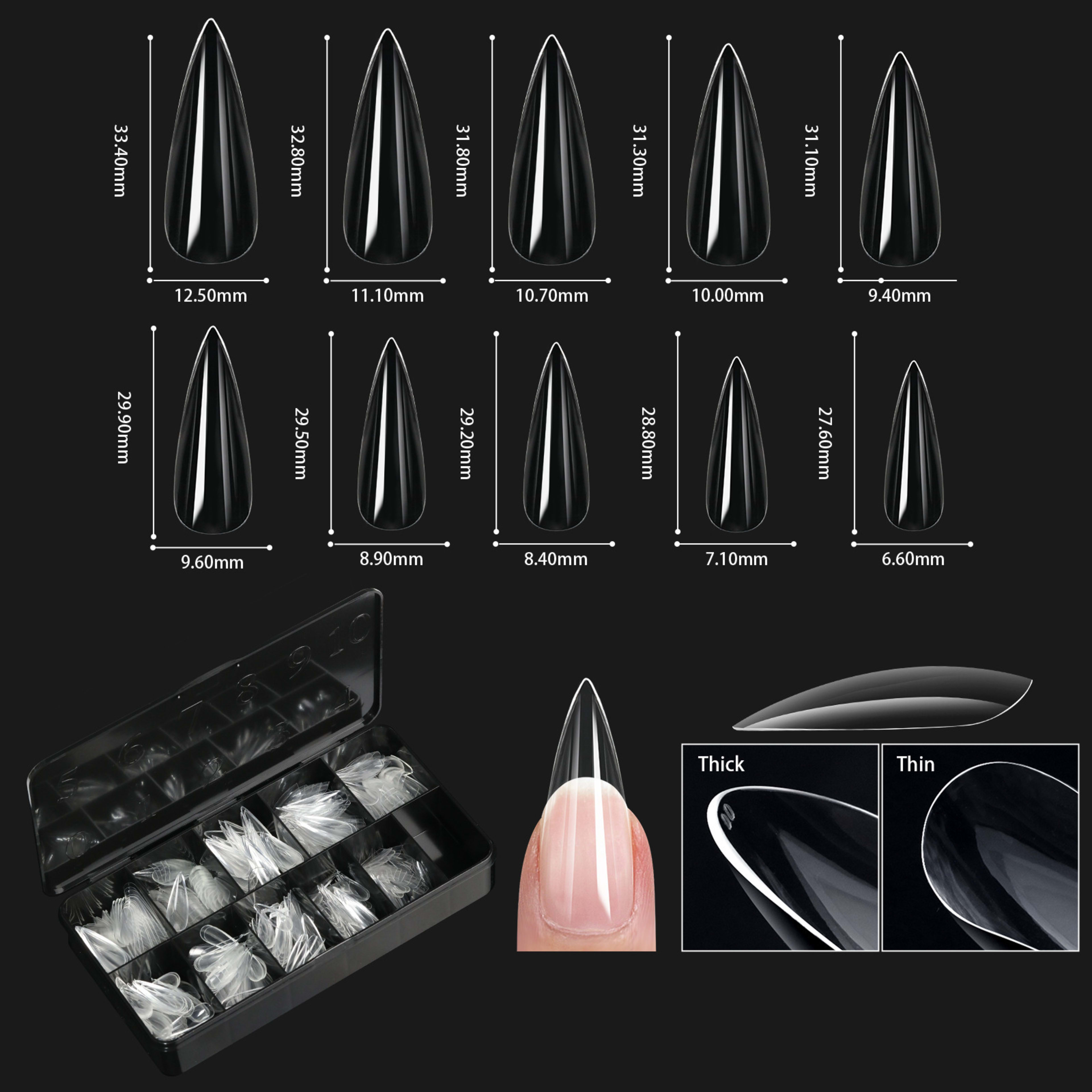Nail Transparent Nail Tips Nail Shapes For Manicure Seamless False Nails Boxed Set 17