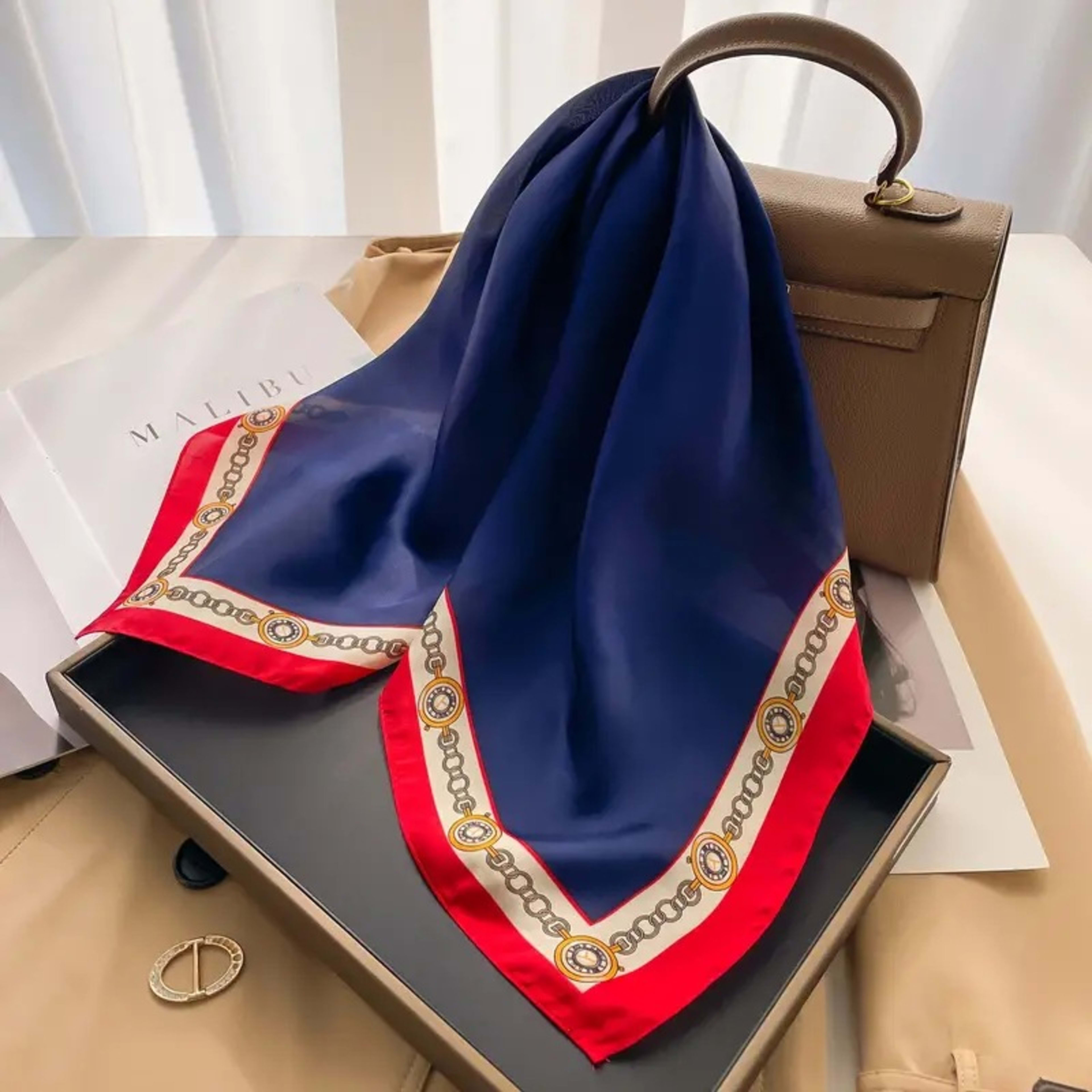 Small Scarf Vintage Printed Silk Scarf For Women 67