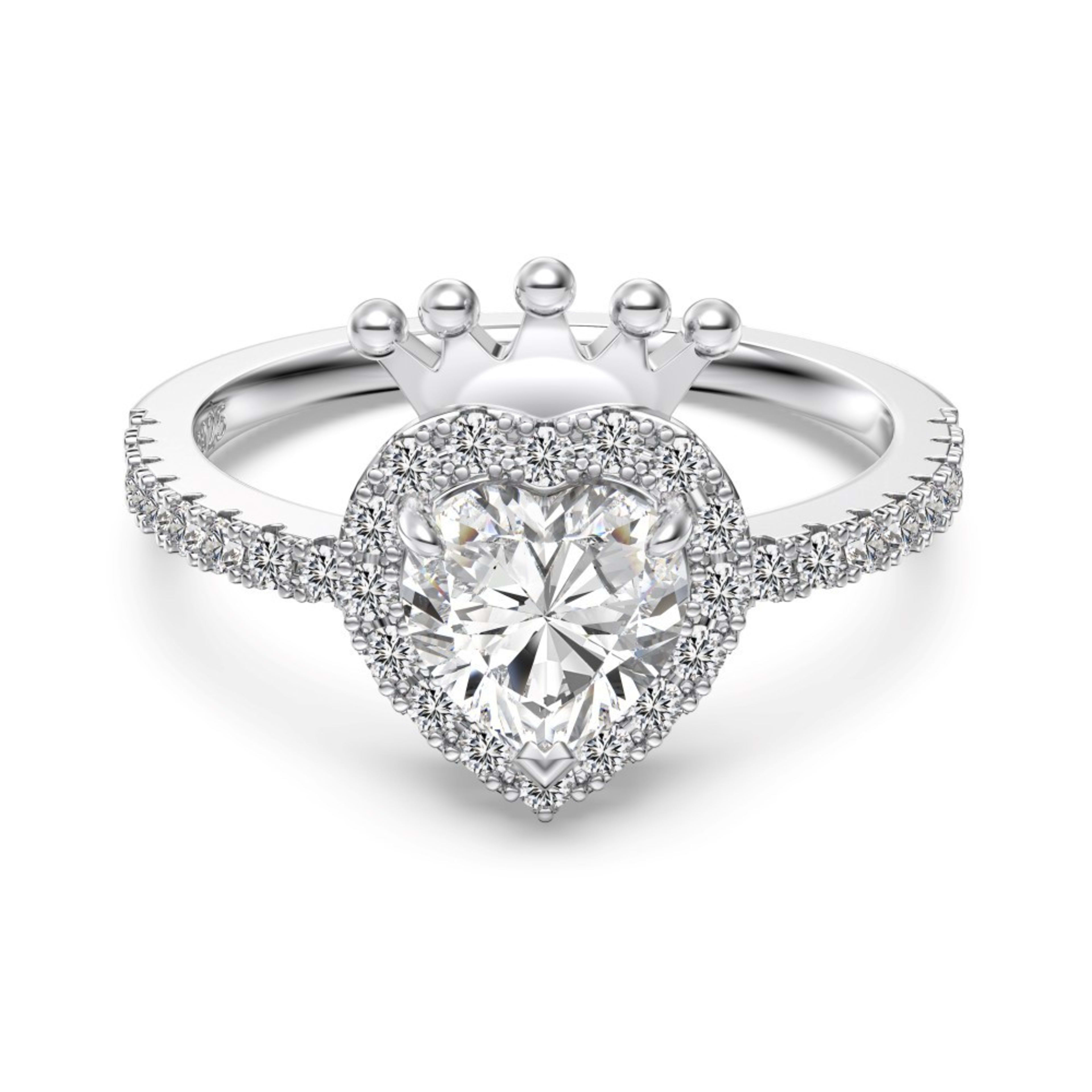 S925 Sterling Silver Crown And Heart Ring For Women
