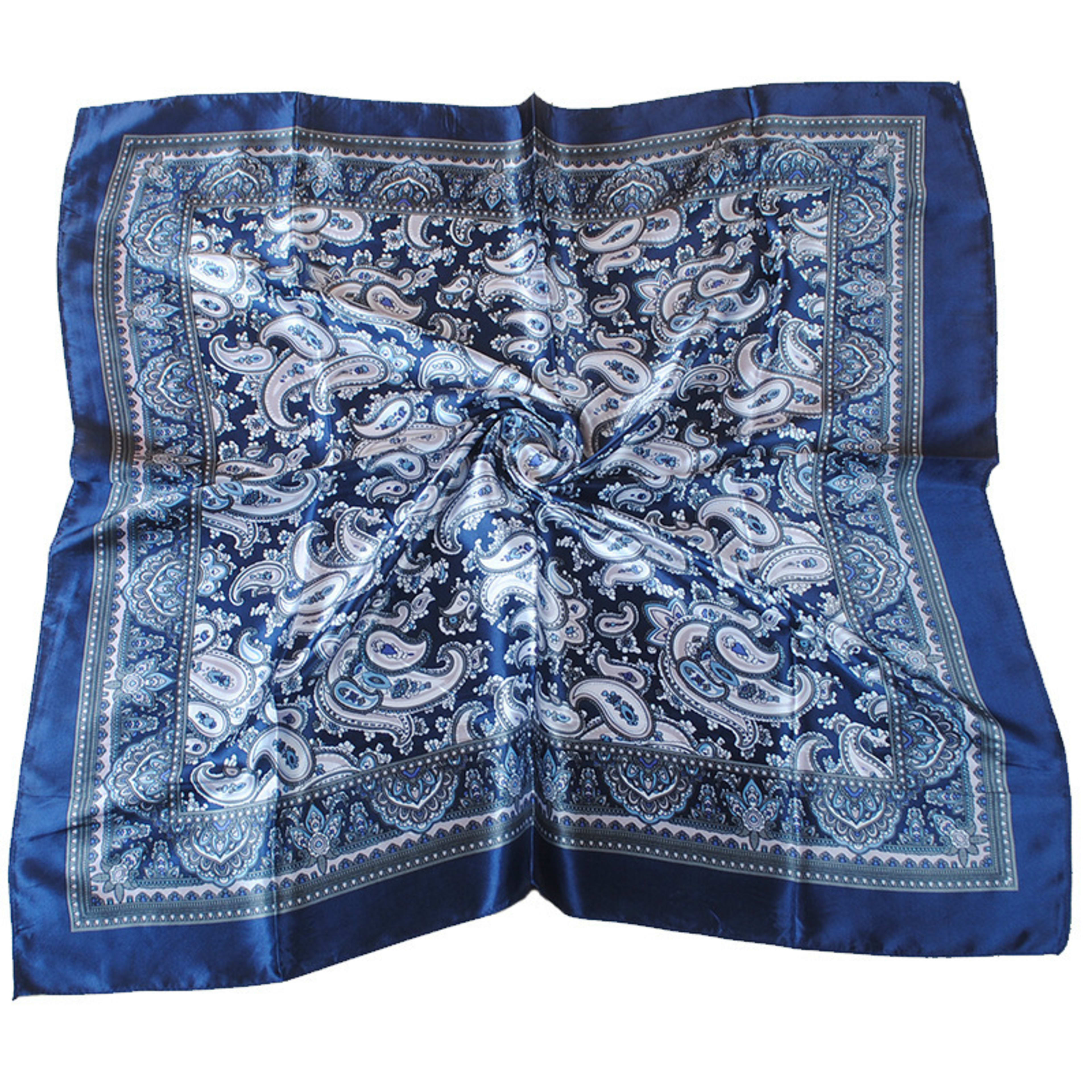 New Stylish All-Match Cashew Flower 90x90 Womens Printed Satin Square Scarf 9