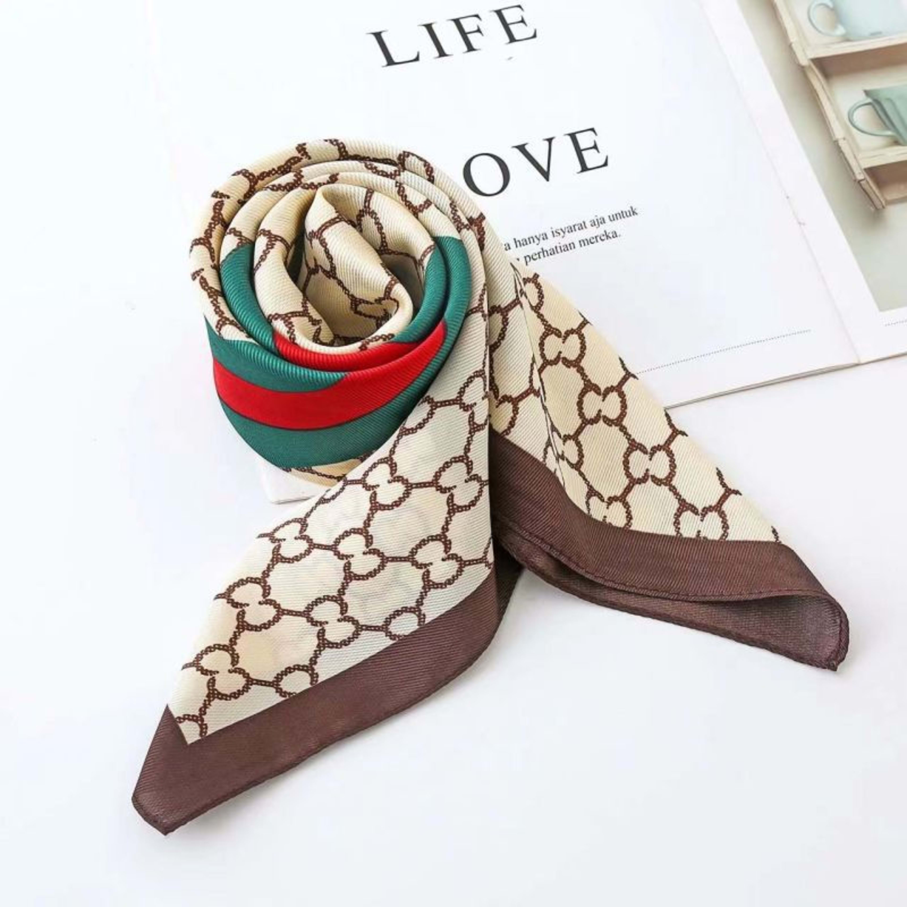 New High-end Twill Silk-look Square Scarf 26