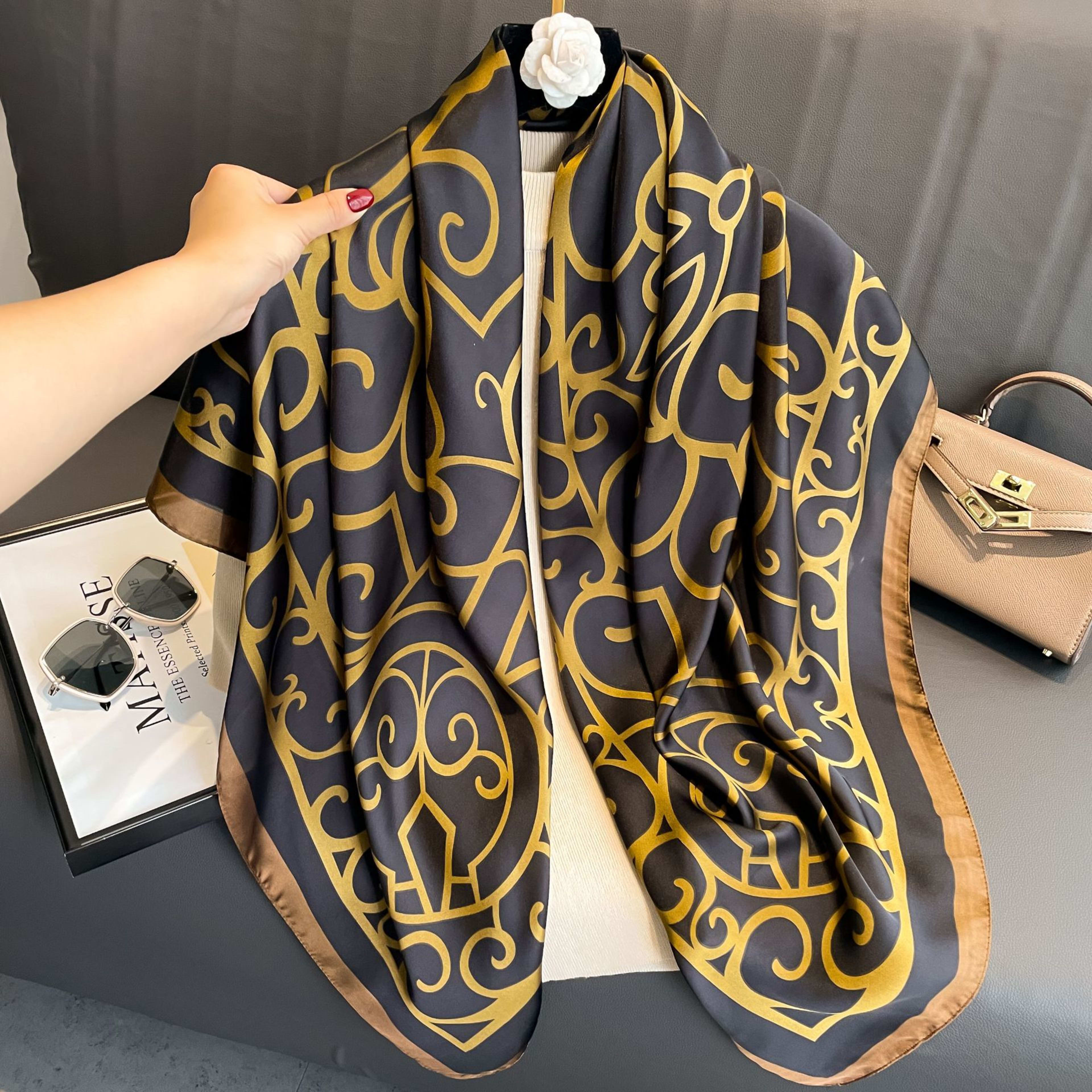 Creative Exotic-print Versatile Silk Scarf 26