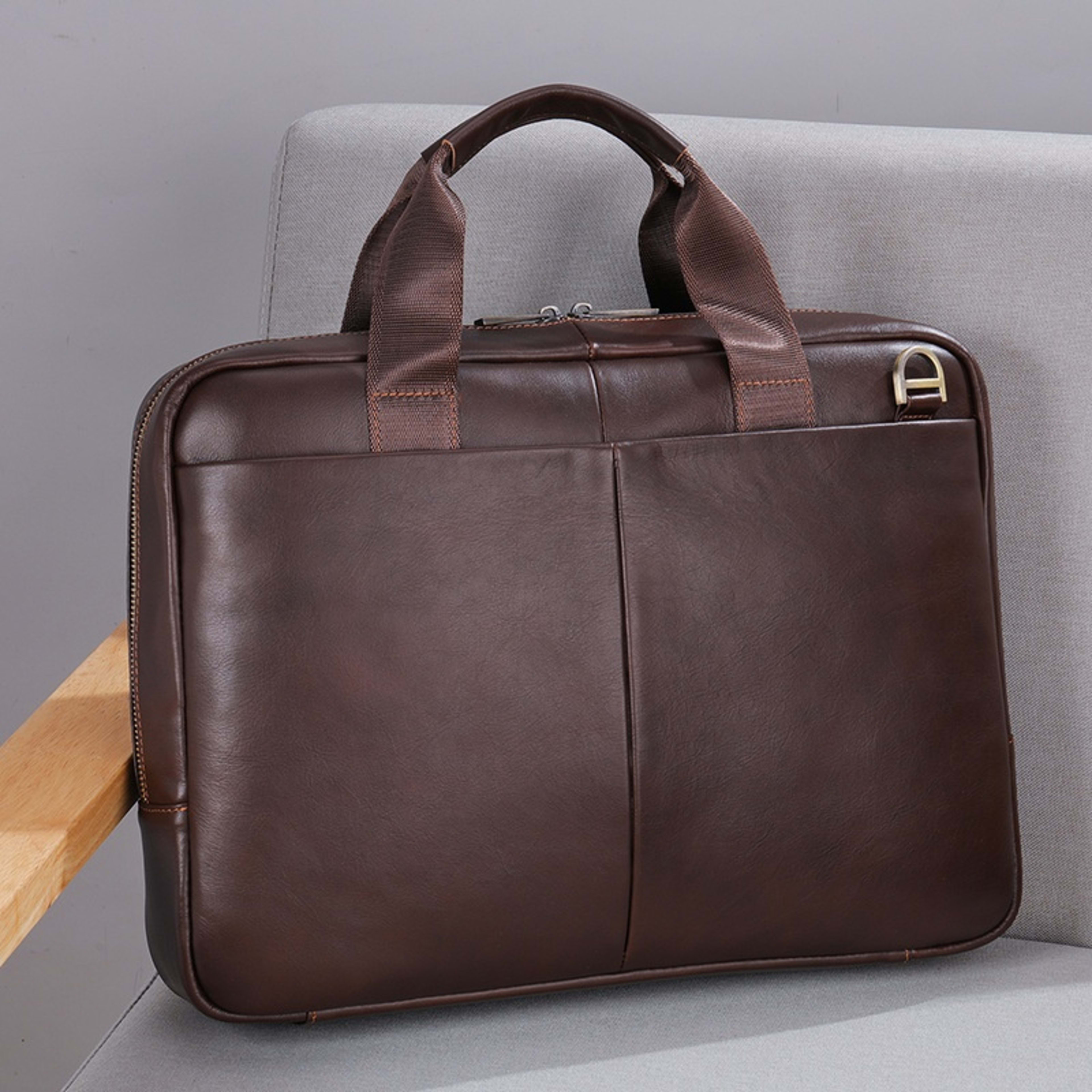 Genuine Leather Large Capacity Briefcase Men's Horizontal First Layer Cowhide Computer Storage Bag 6