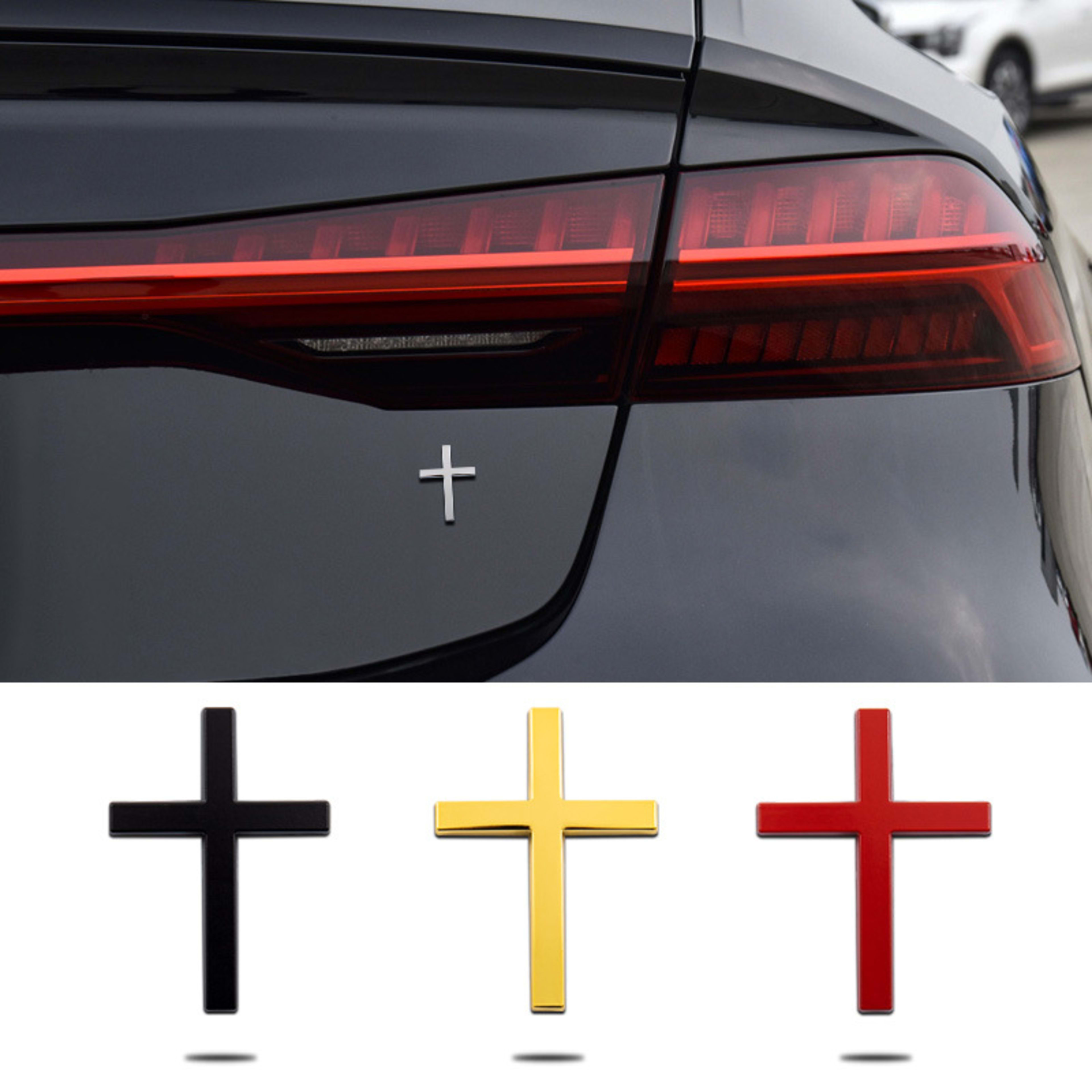 Car Metal Sticker 3D Cross Bumper Stickers 4