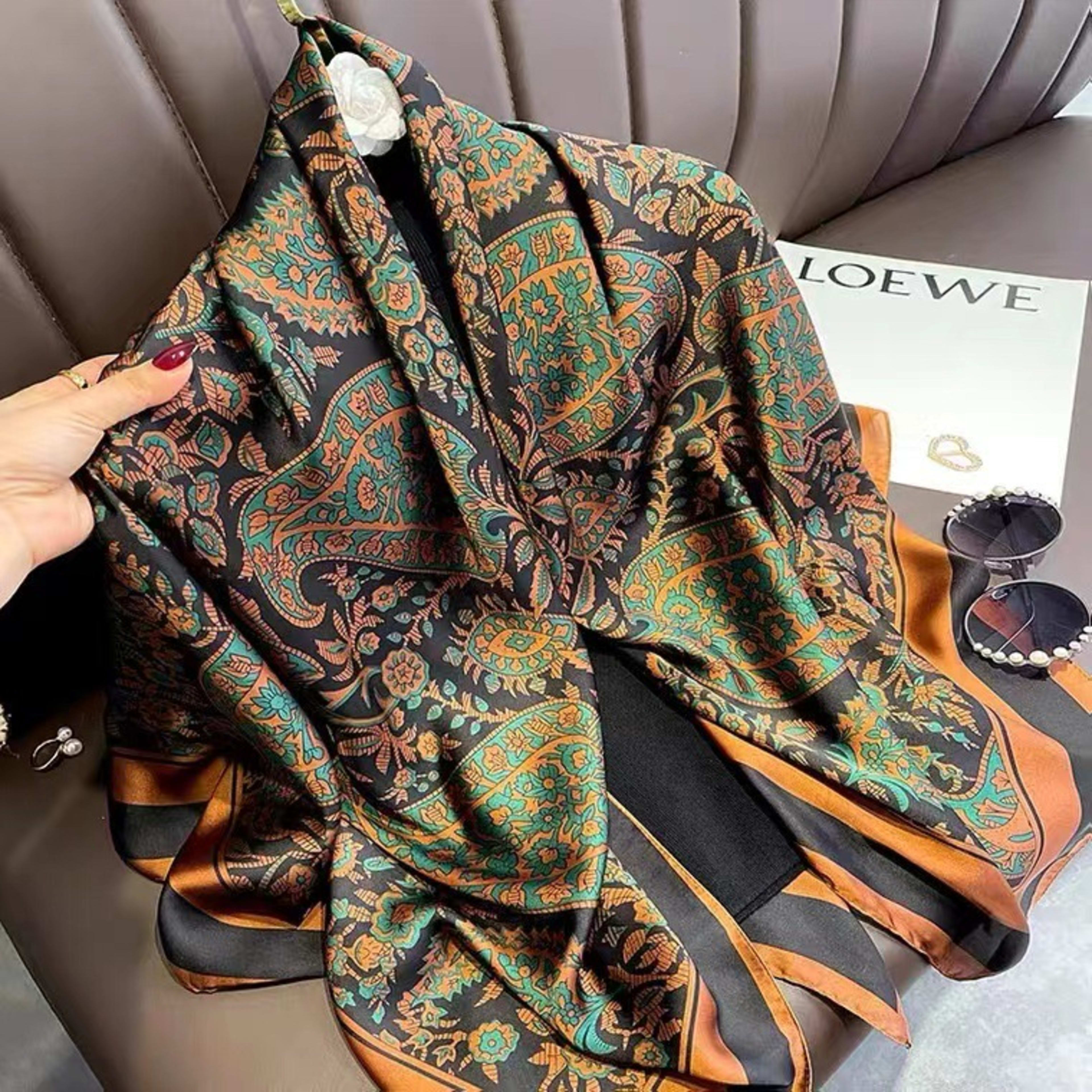 Creative Exotic-print Versatile Silk Scarf 16