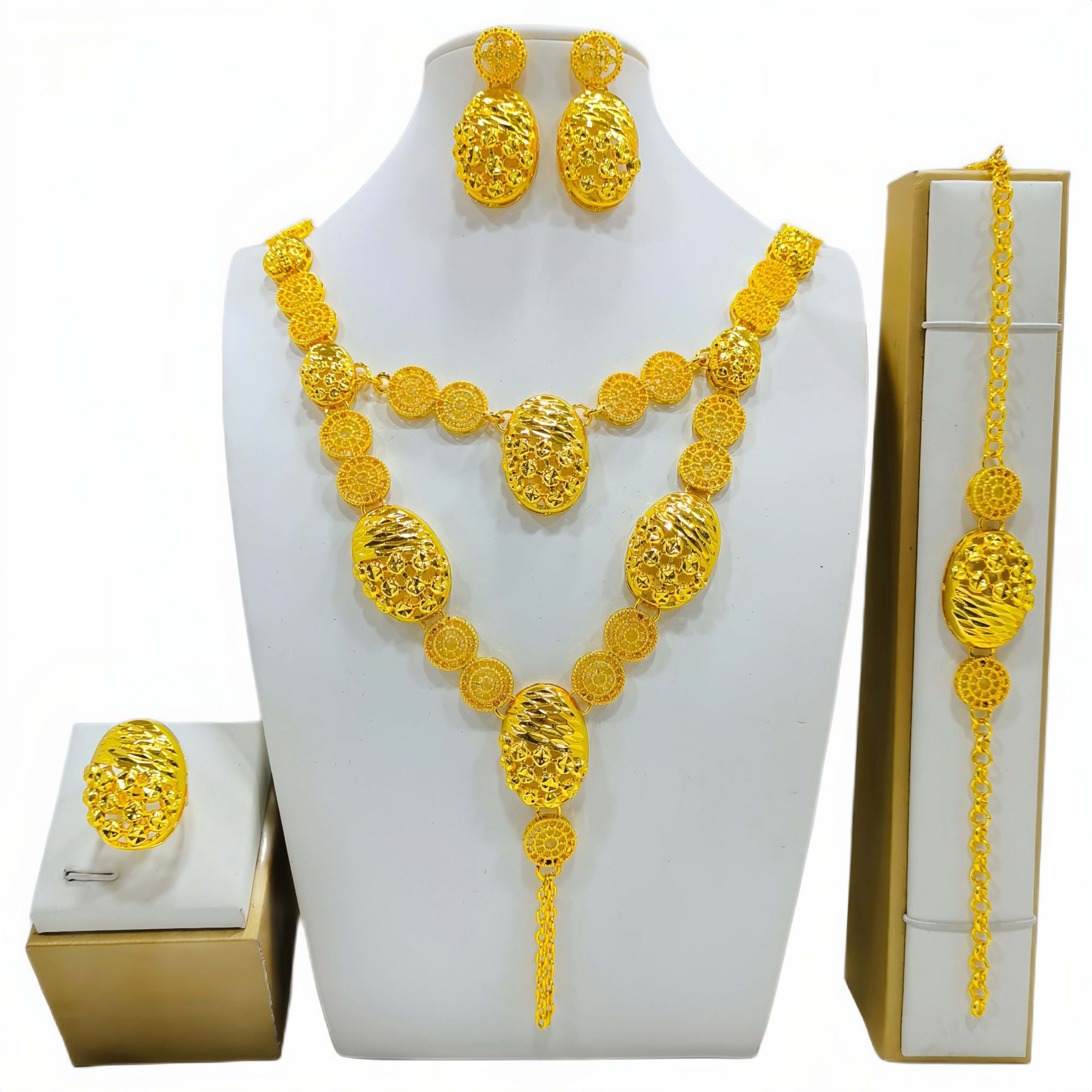 Fashion Women's Necklace Earring Ring Bracelet Suit 2