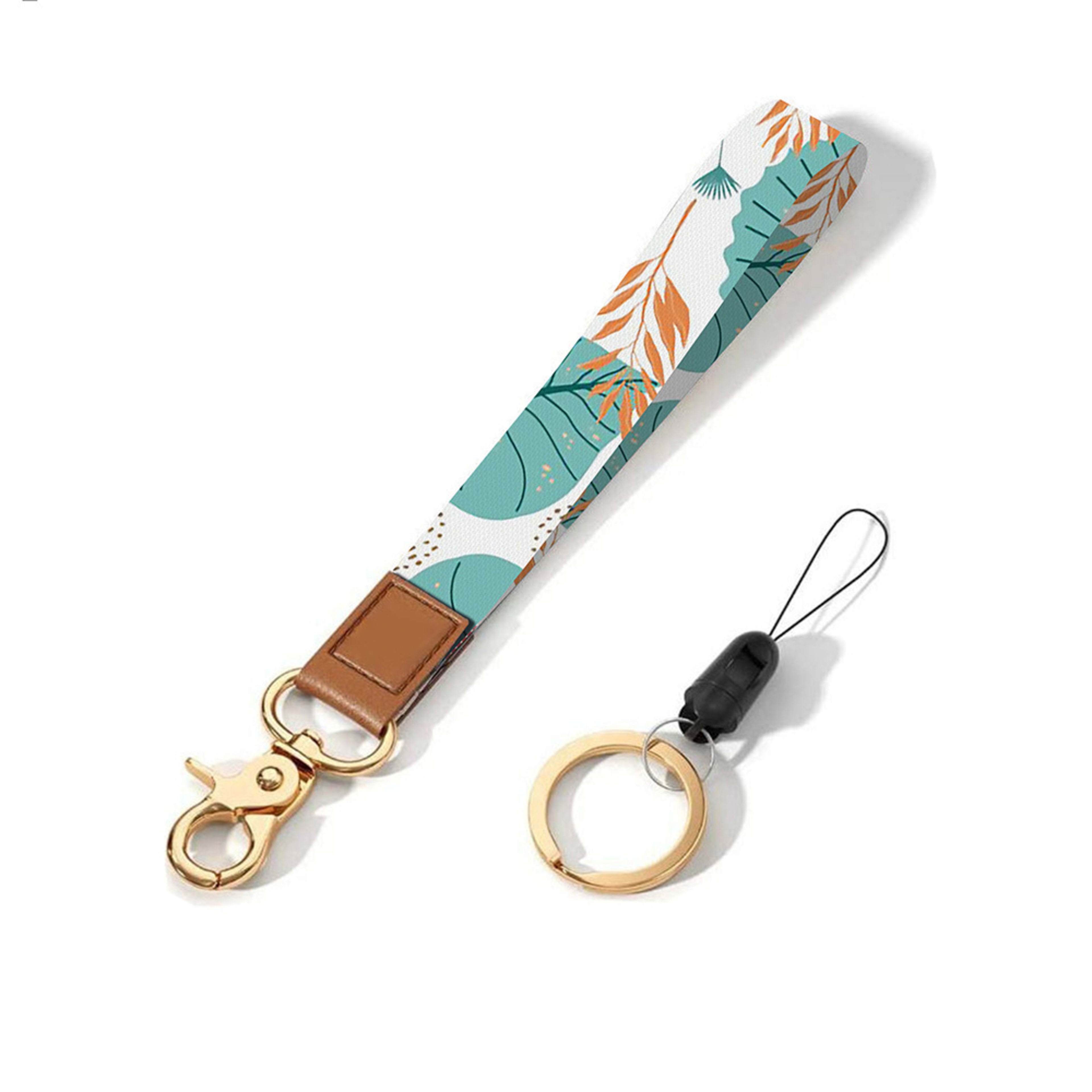 Leather-Polyester Wrist-Neck Dual-Use Keychain Lanyard 16