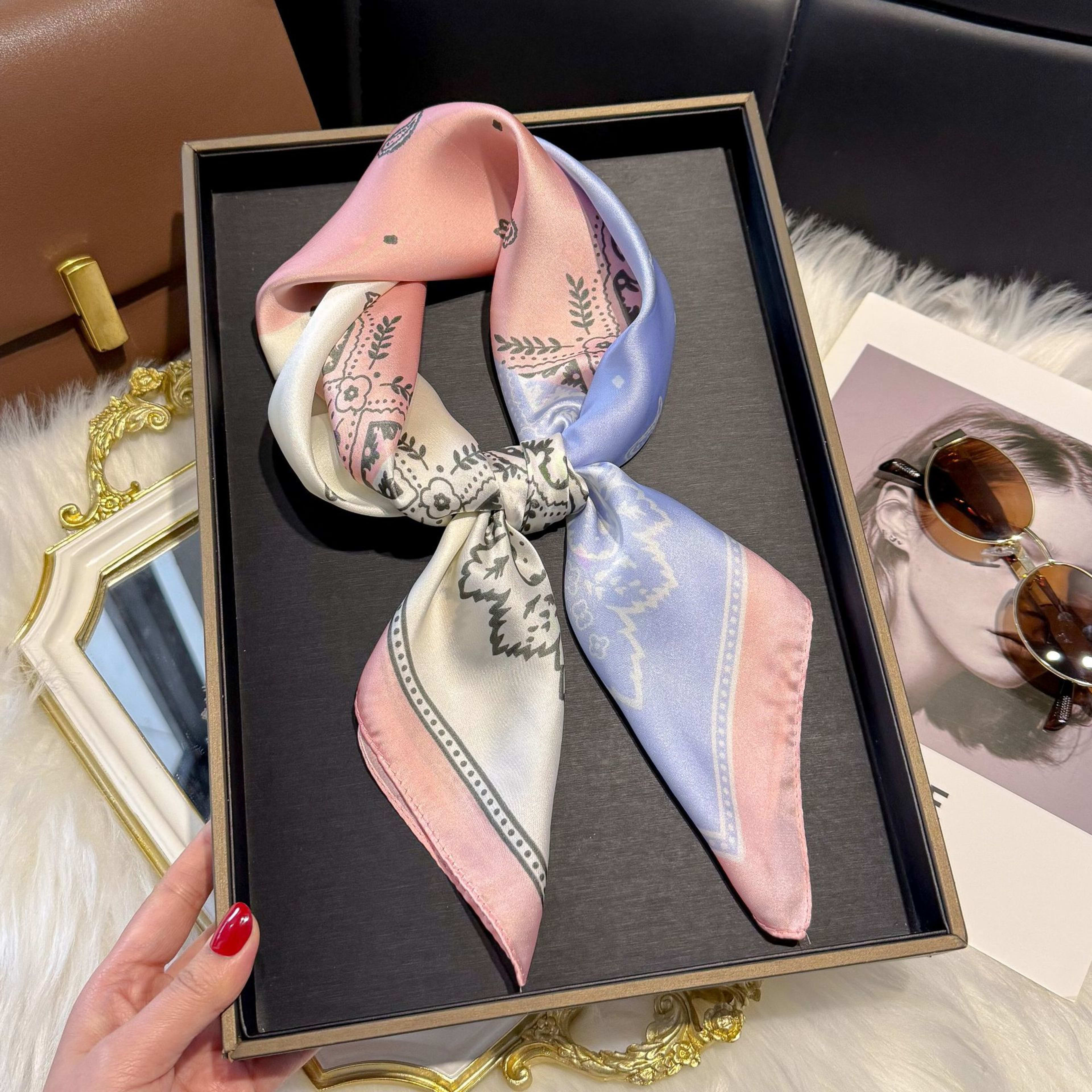 European And American-style ScarfSquare Kerchief Imitation Silk Vintage Cashew Pattern 1