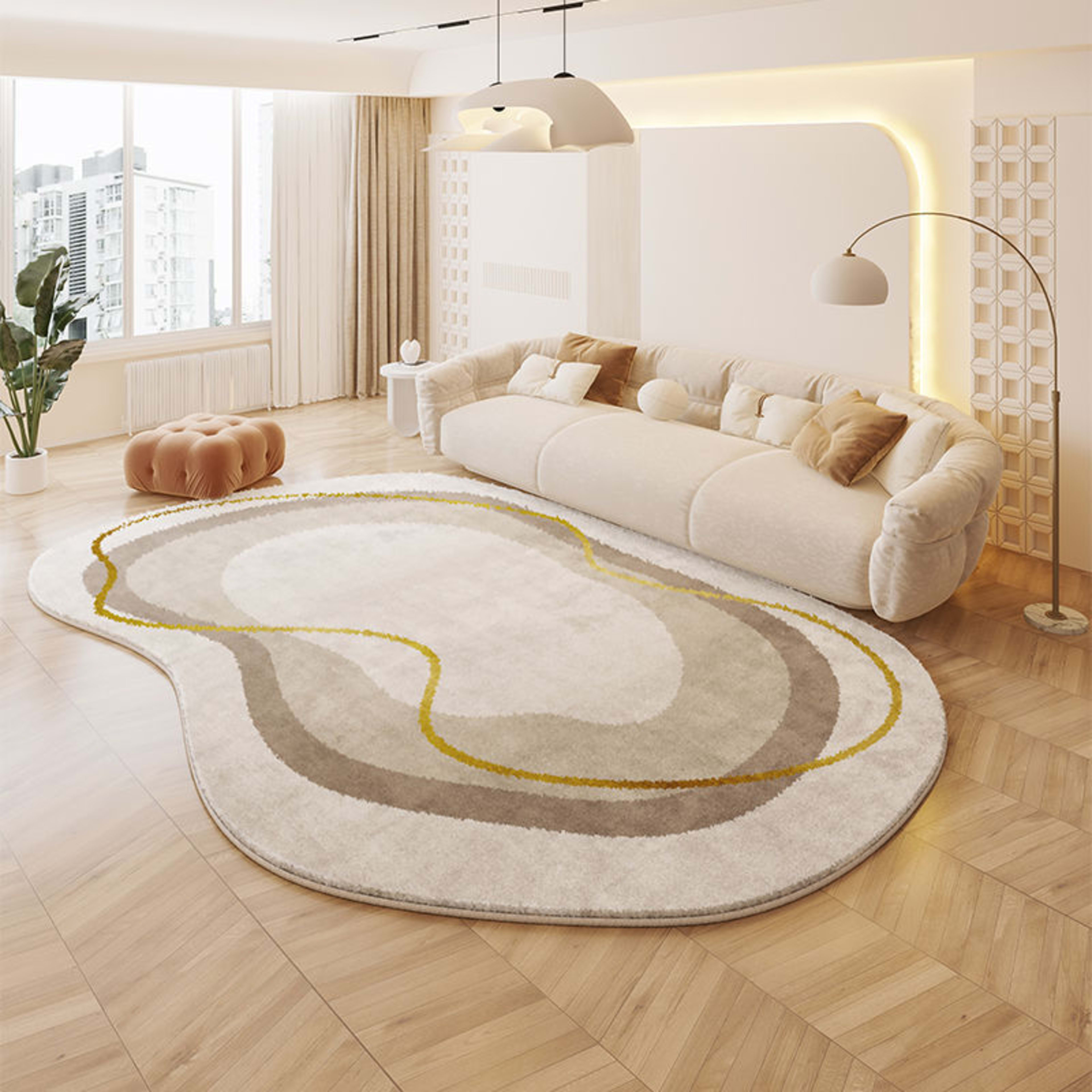 Cream Colored Stain-resistant And Easy To Maintain Cashmere Look Rug 2