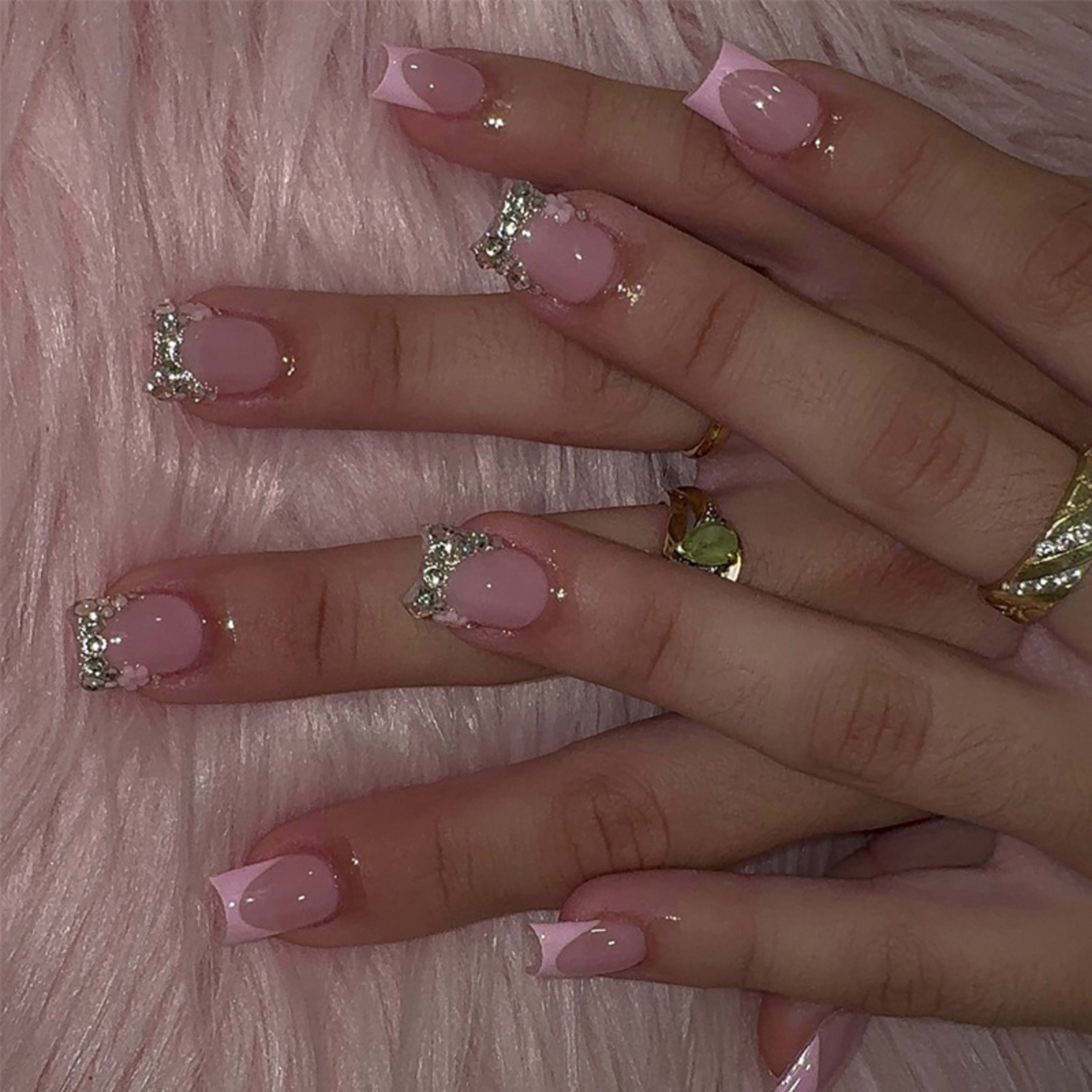 French Polka-Dot Rhinestone Artificial Nails 24-piece Set Of Finished Nail Tips For A Chic Elegant Look 3