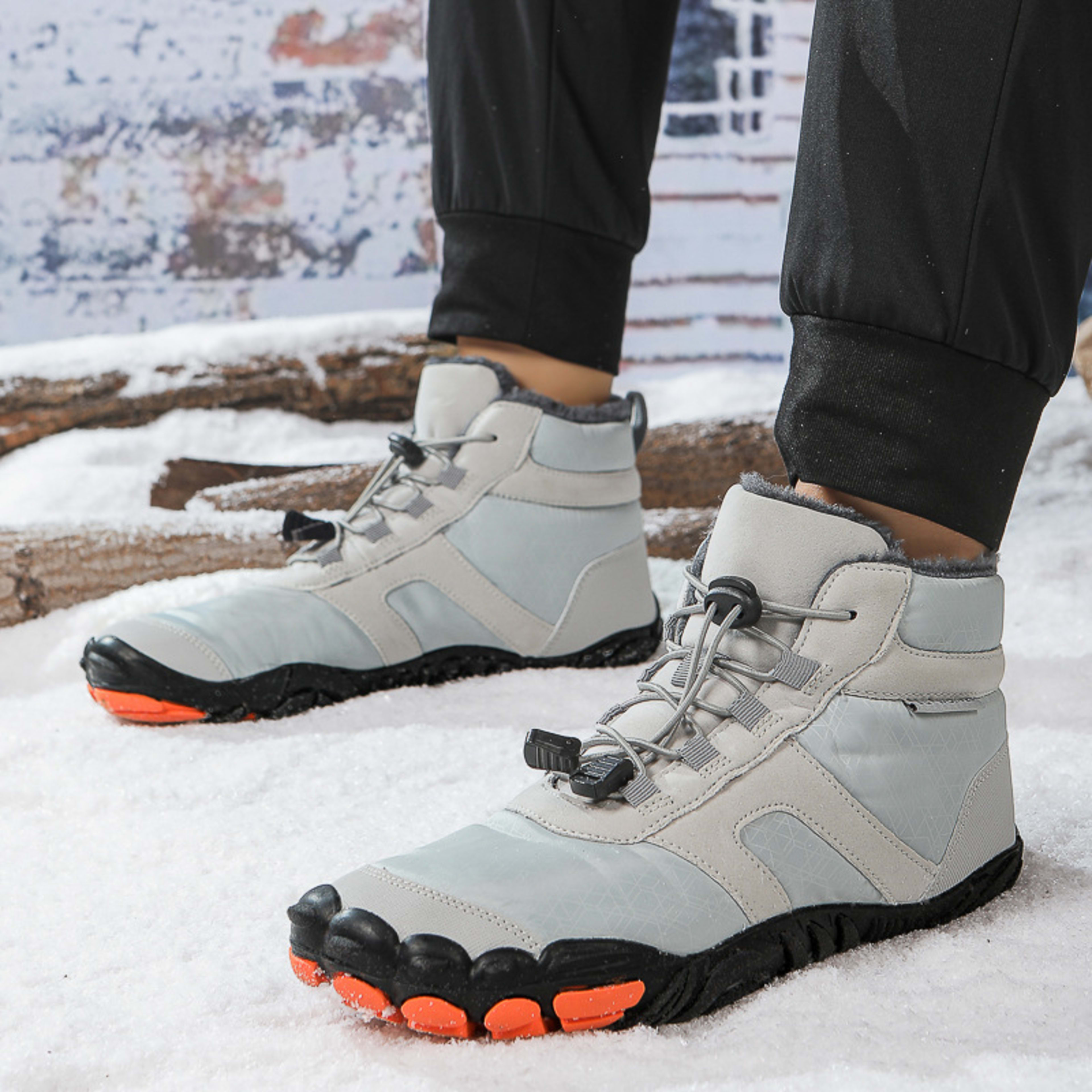 Fleece-lined Water-repellent Five-finger Snow Boots Thermal Non-slip Cotton-padded Shoes 8