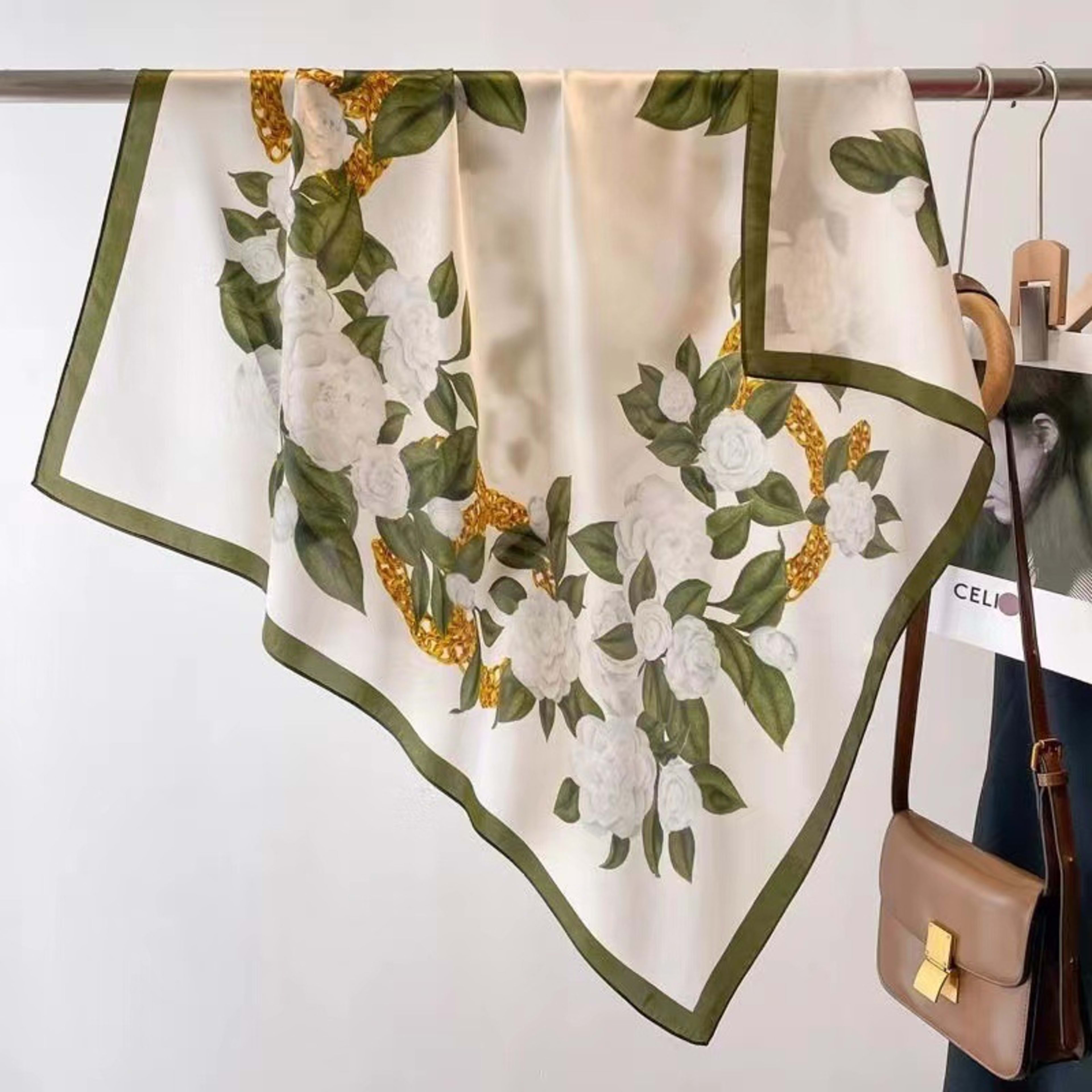 Small Scarf Vintage Printed Silk Scarf For Women 40
