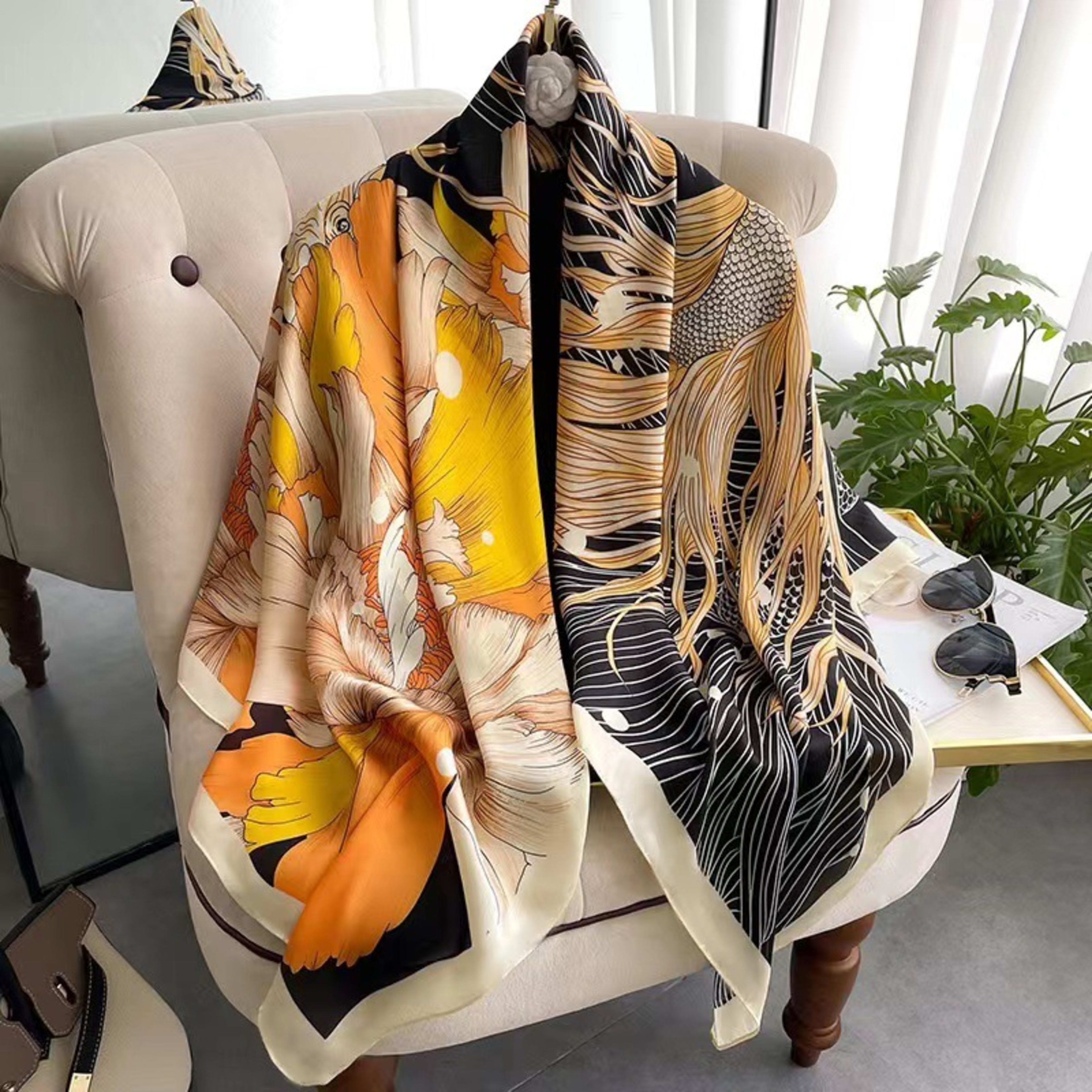 Creative Exotic-print Versatile Silk Scarf 19