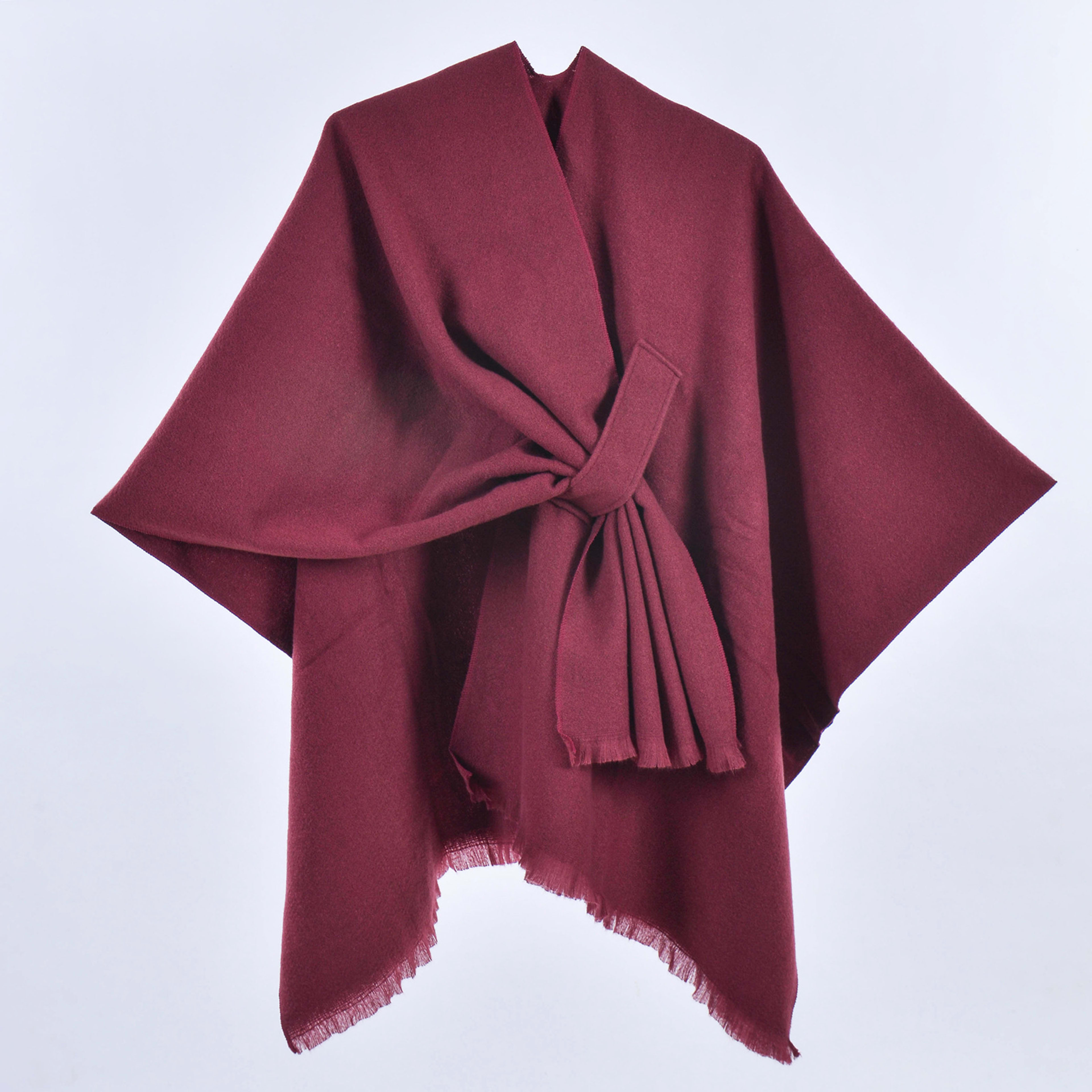 Warm Cloak Simple Double-sided Solid-color Split Design Faux Cashmere Outer Shawlwholesale On Amazon 7