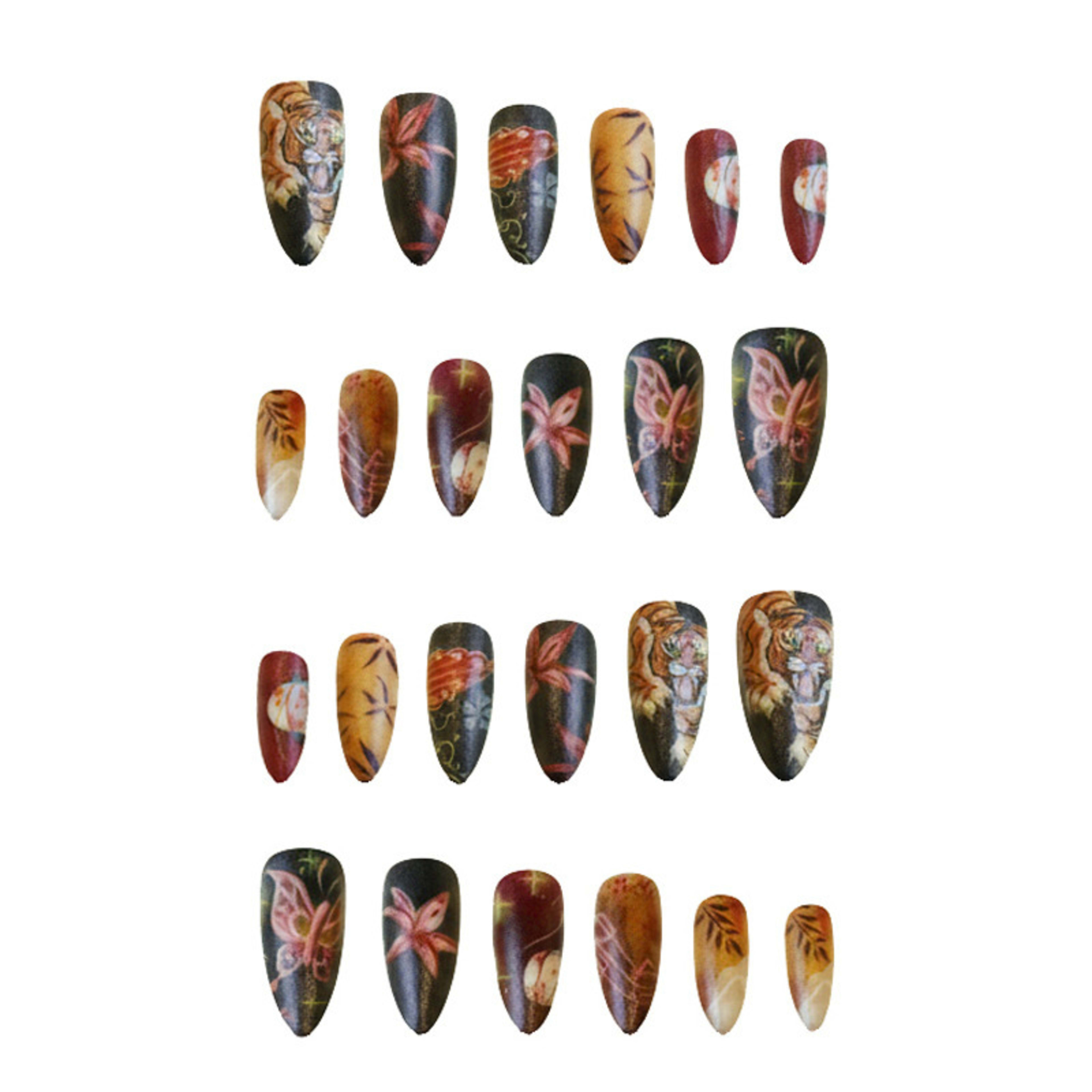 Retro Tiger Style Nail Tips 24 Pieces 5