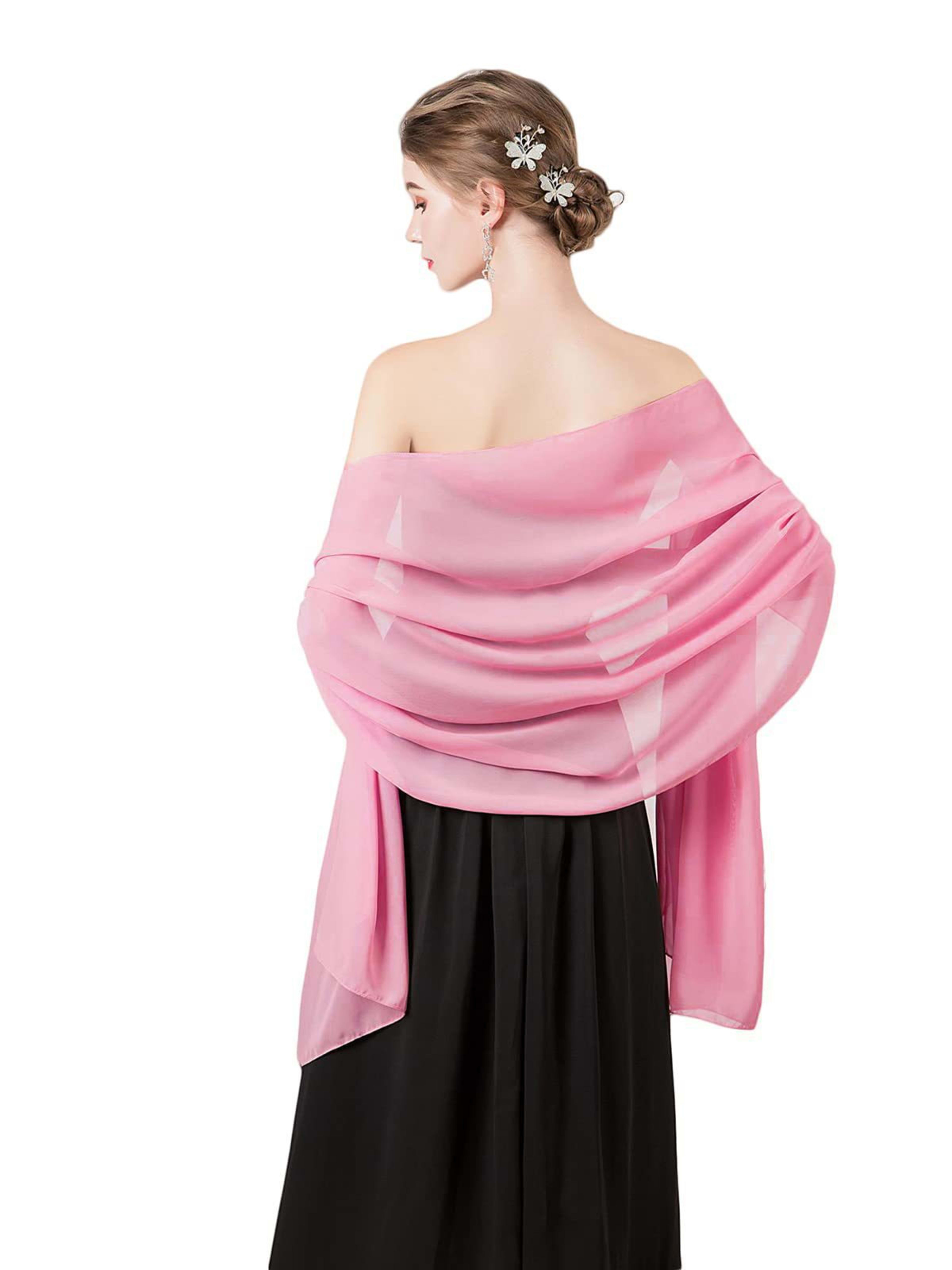 Chiffon Scarf - Lightweight Evening Gown Accessory Wedding Shawl for Women 35