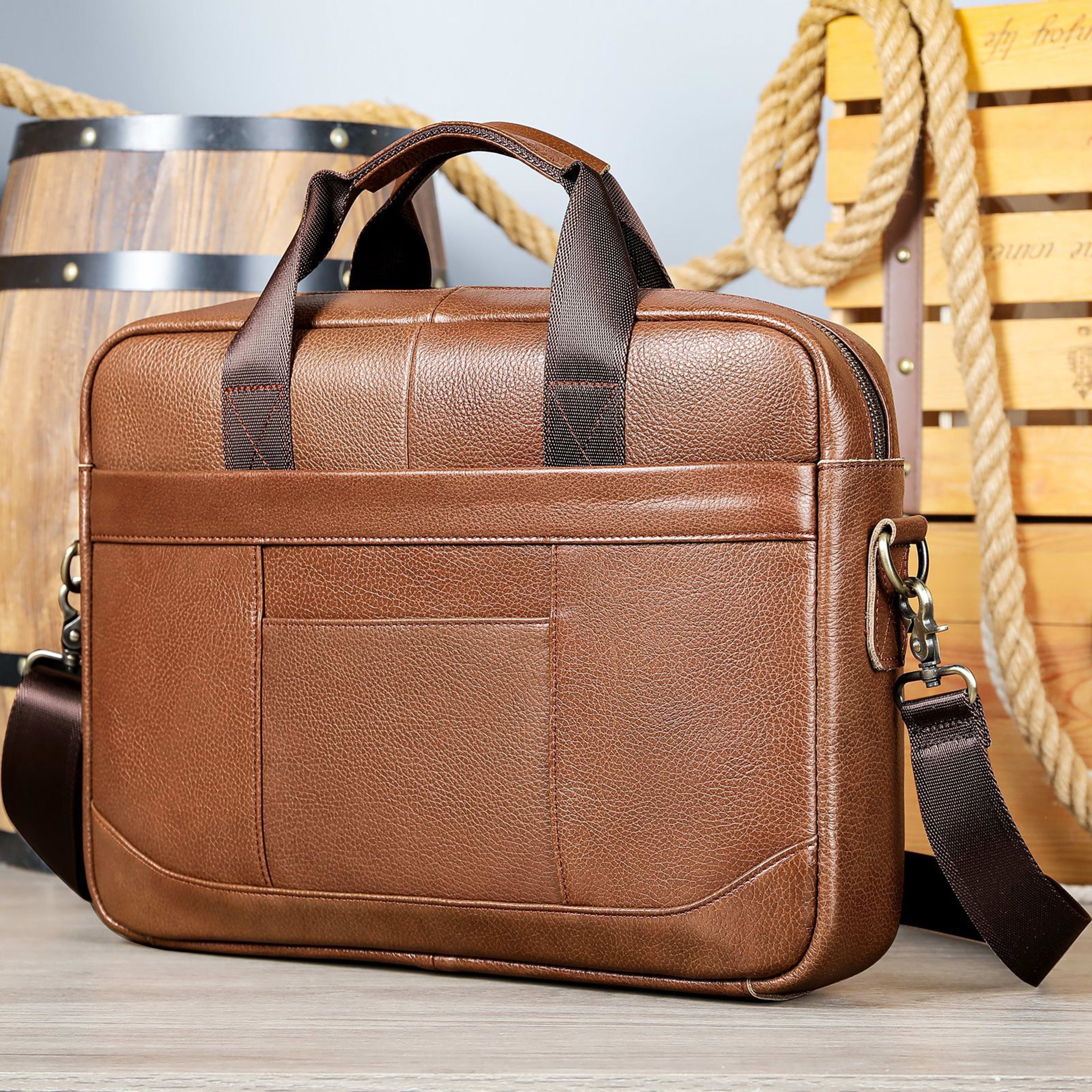Men's Official Document Leather Casual Computer Bag Shoulder Crossbody 5