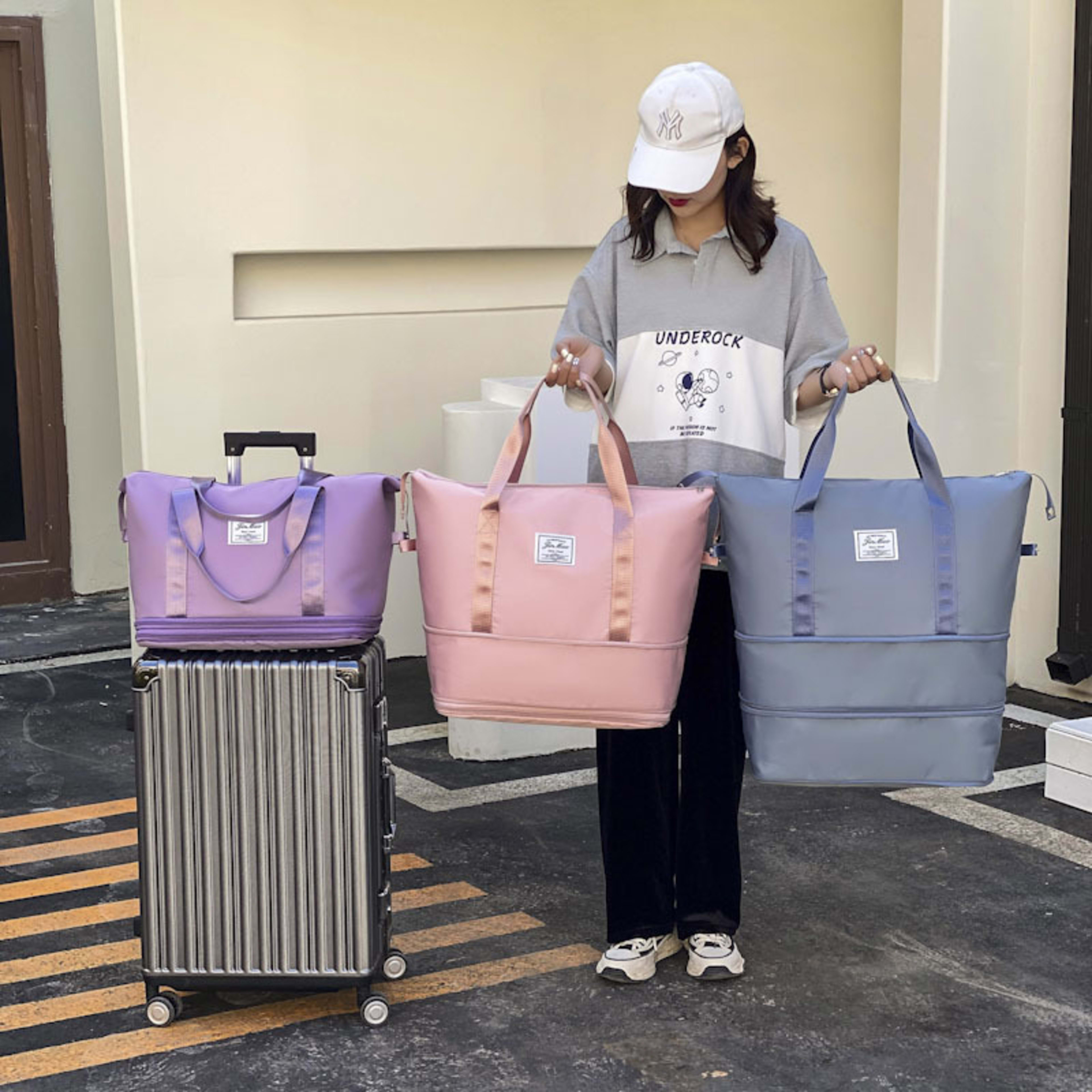 Travel Bag Large Capacity Double Expansion Portable Sports Gym Bag Student Luggage Bag Storage Bag 12