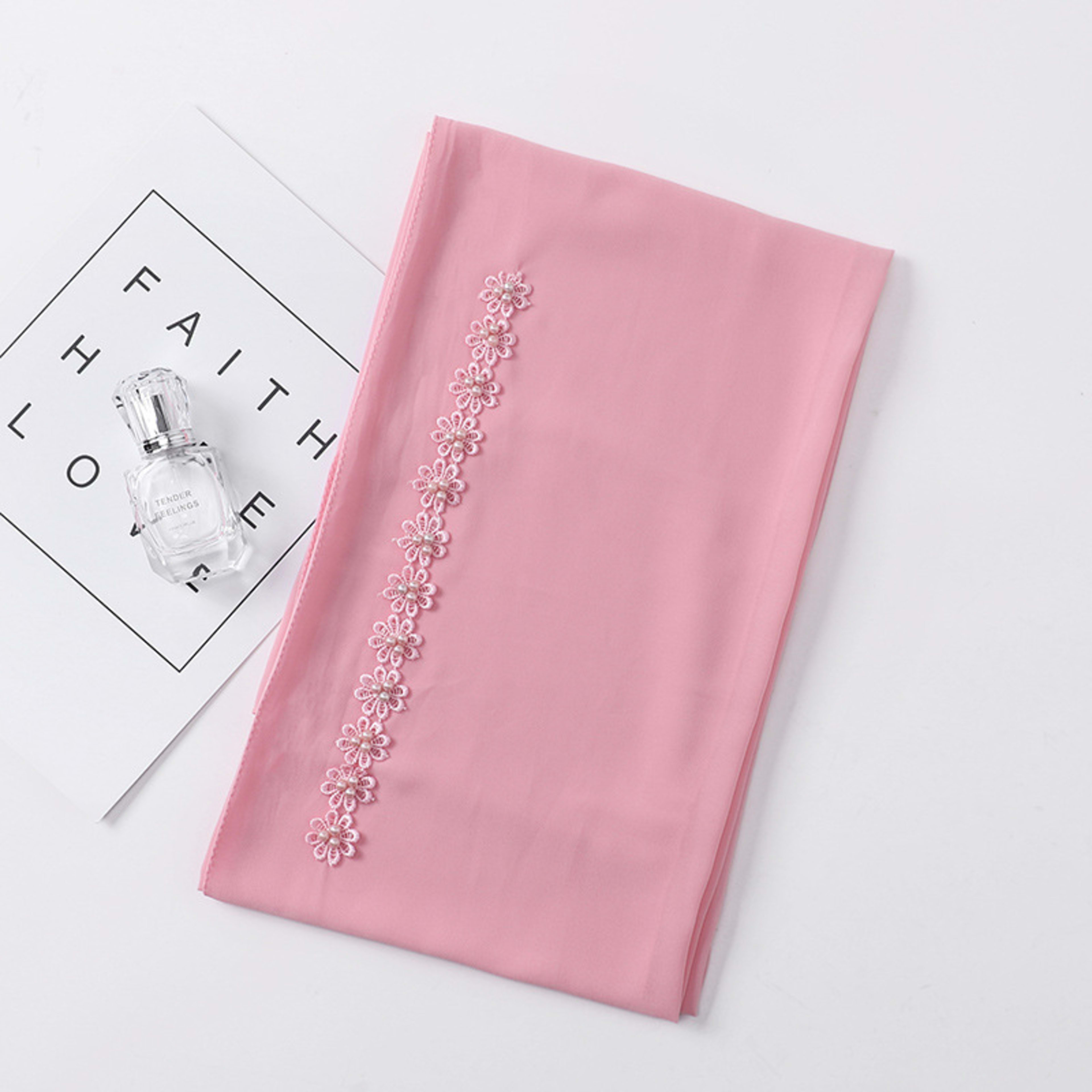 Pearl Chiffon Nail Pearl Decorative Headscarf 10