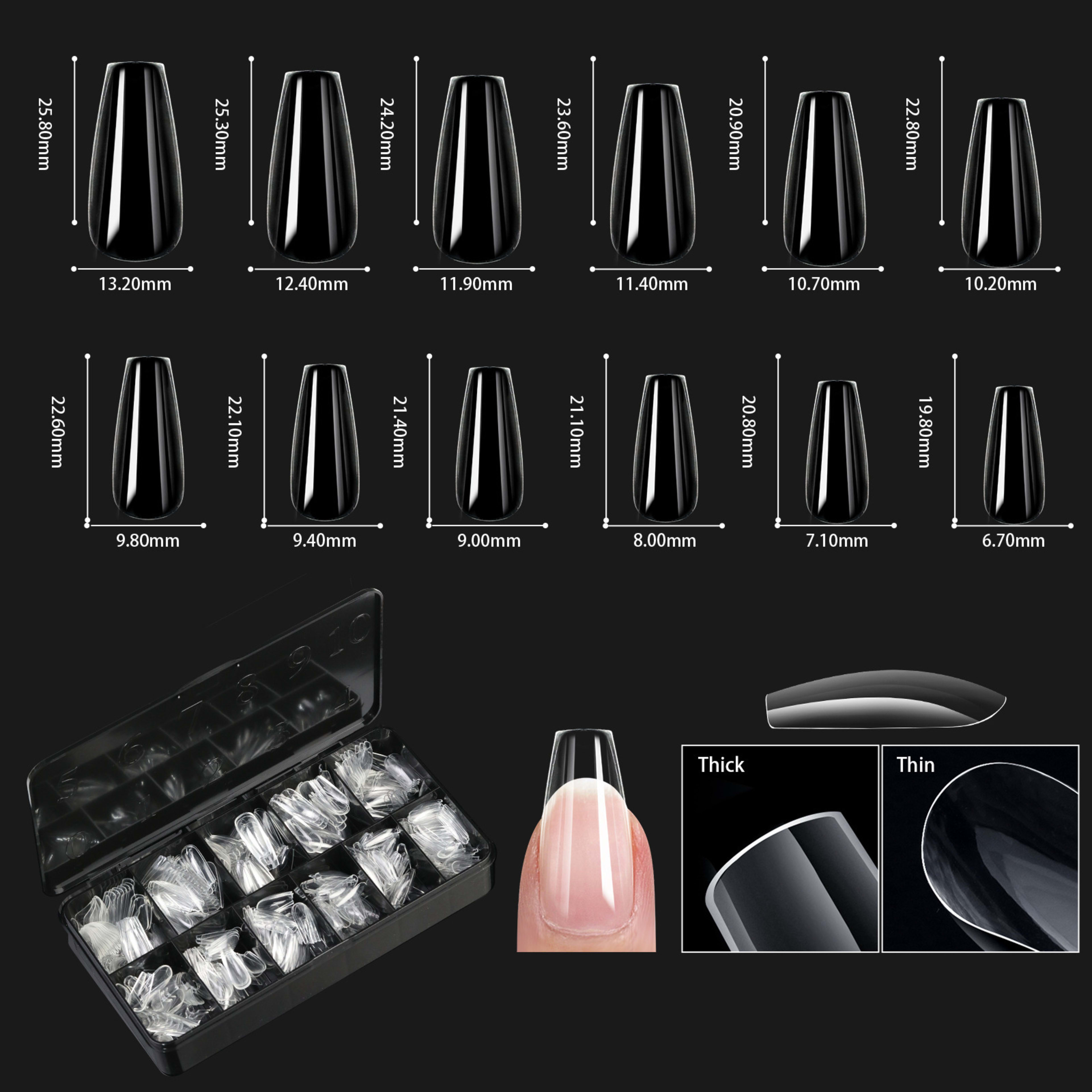 Nail Transparent Nail Tips Nail Shapes For Manicure Seamless False Nails Boxed Set 8