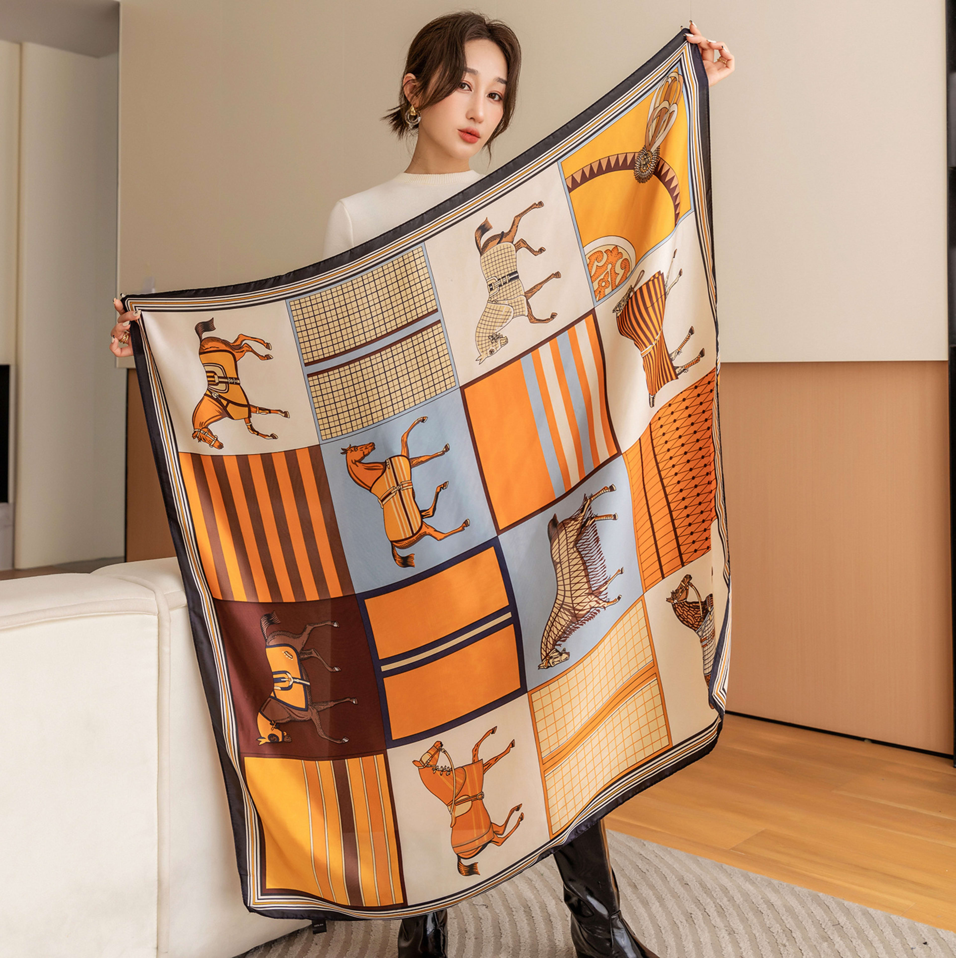 Creative Exotic-print Versatile Silk Scarf 1