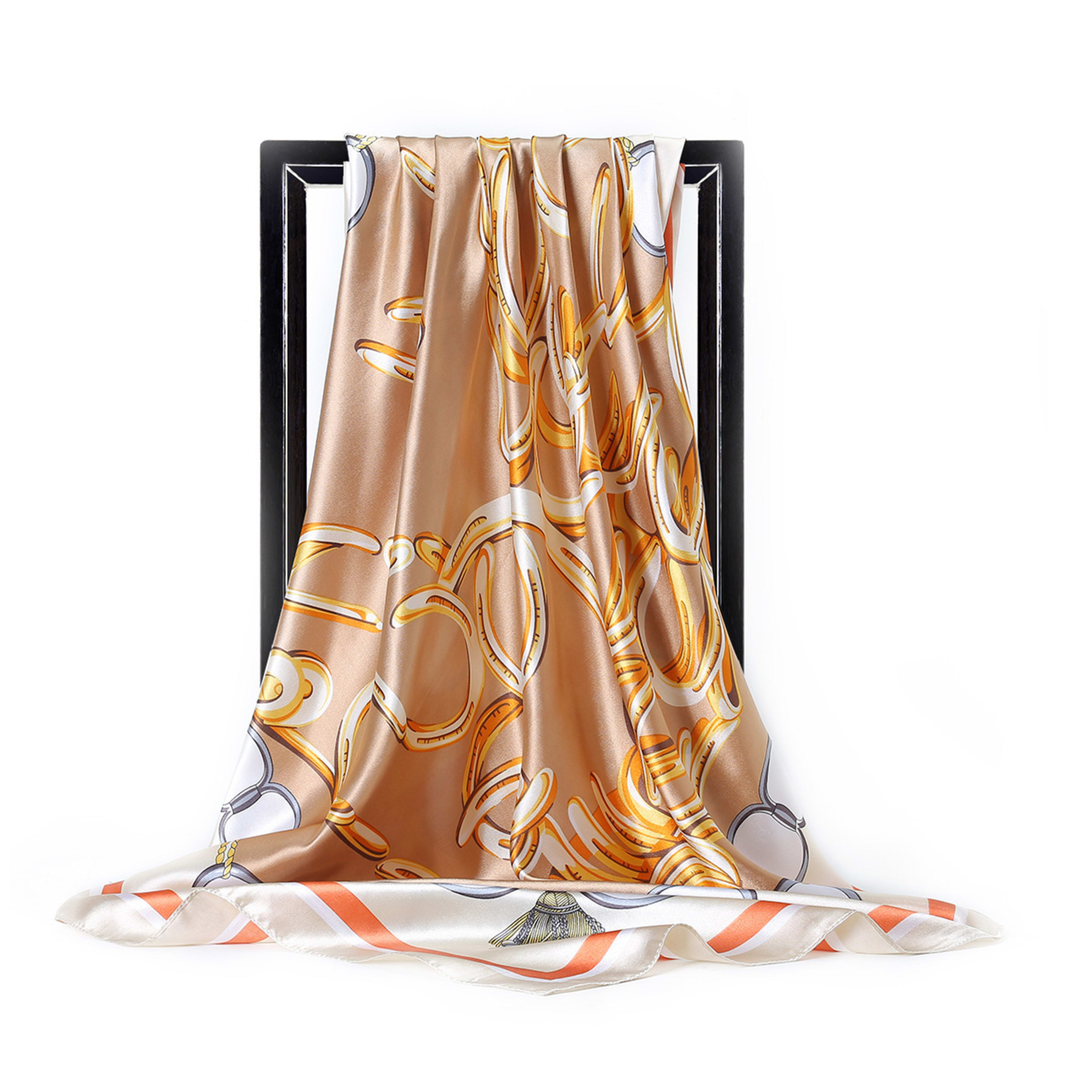 Retro Printed Silk Scarf Womens All-Match Shawl Headscarf 7