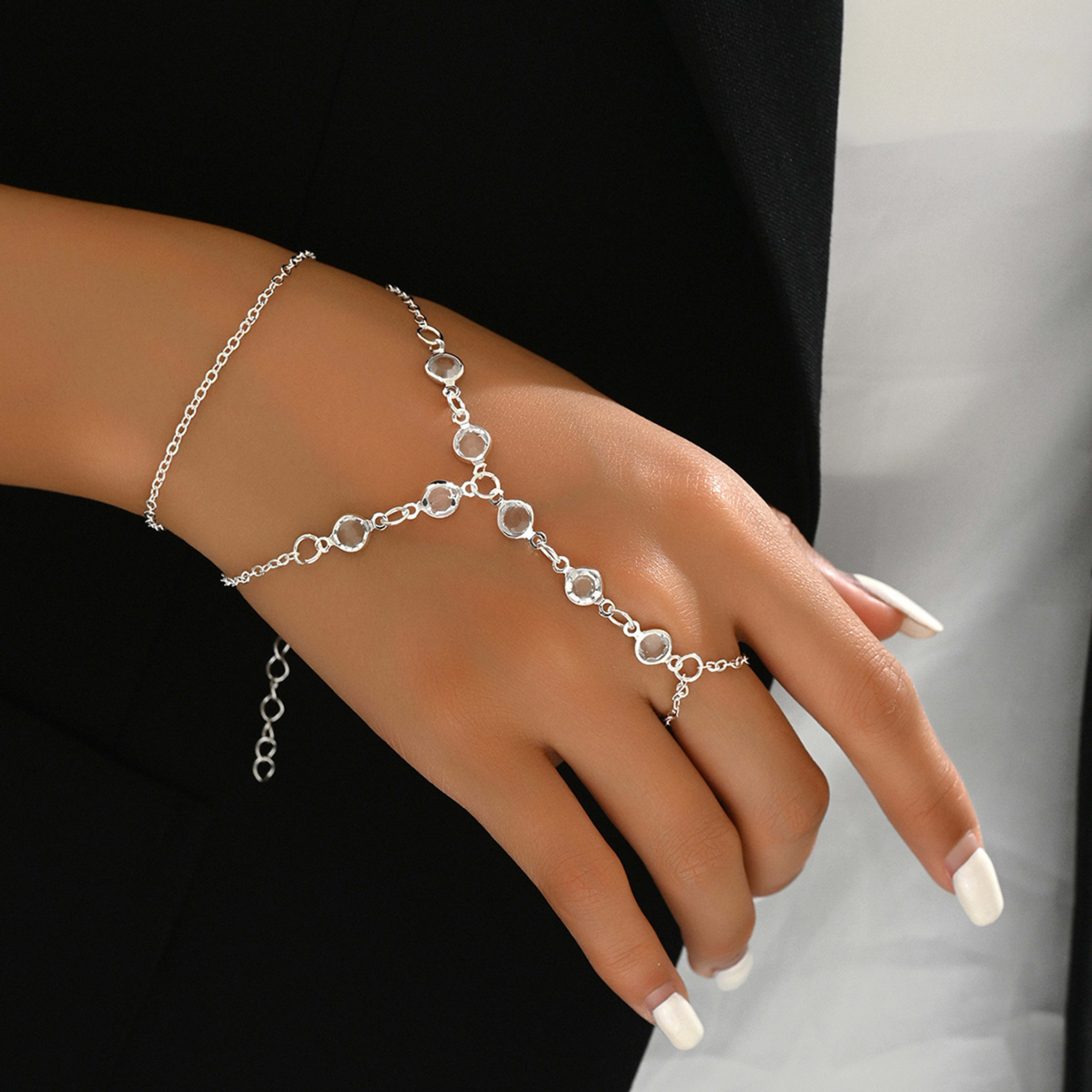 European And American Fashion Minimalist Bracelet Ring Crystal Luxury Mitten-type Bracelet Cross-border Hot Selling Jewe 1