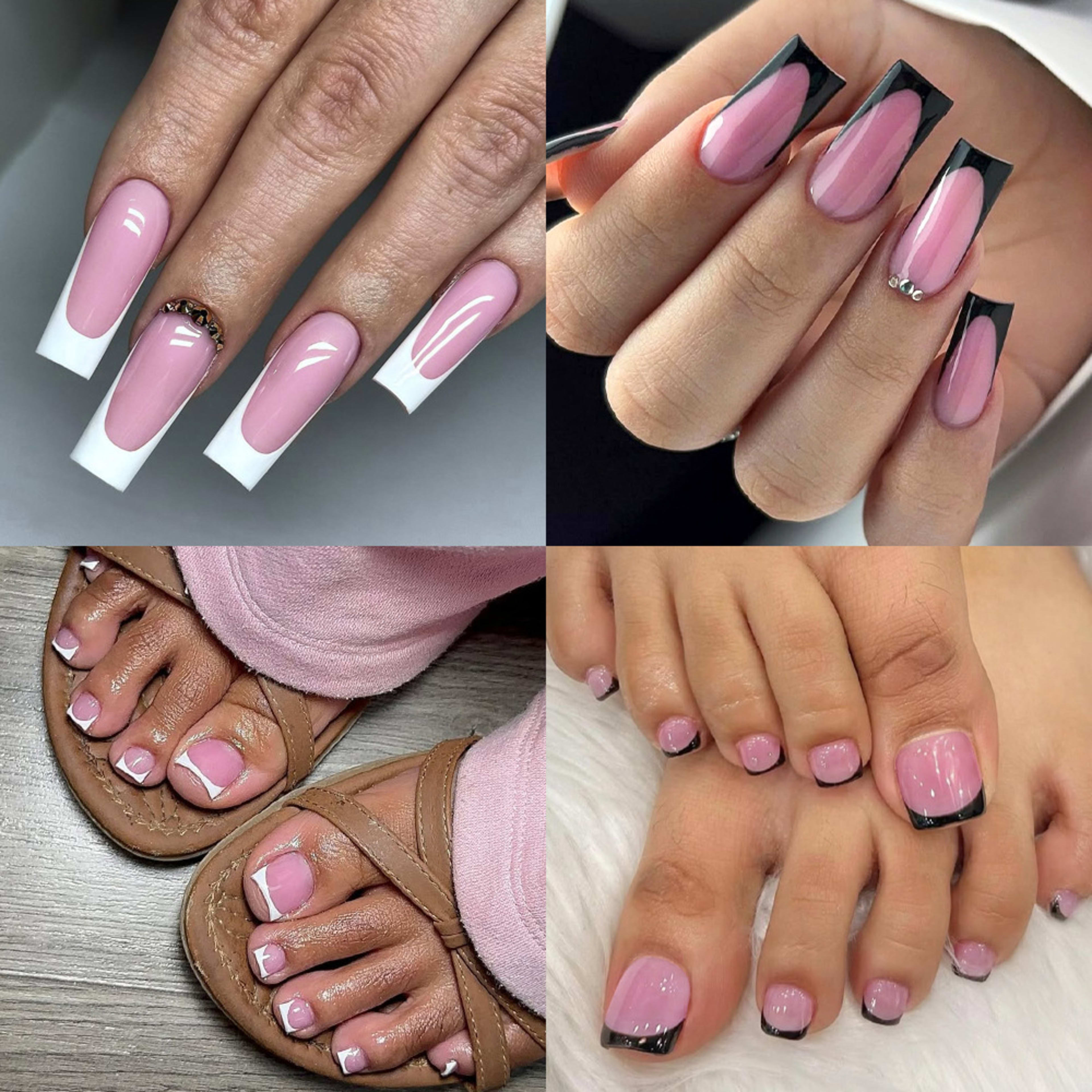 60-piece Set Of Square French Matte Nail Tips