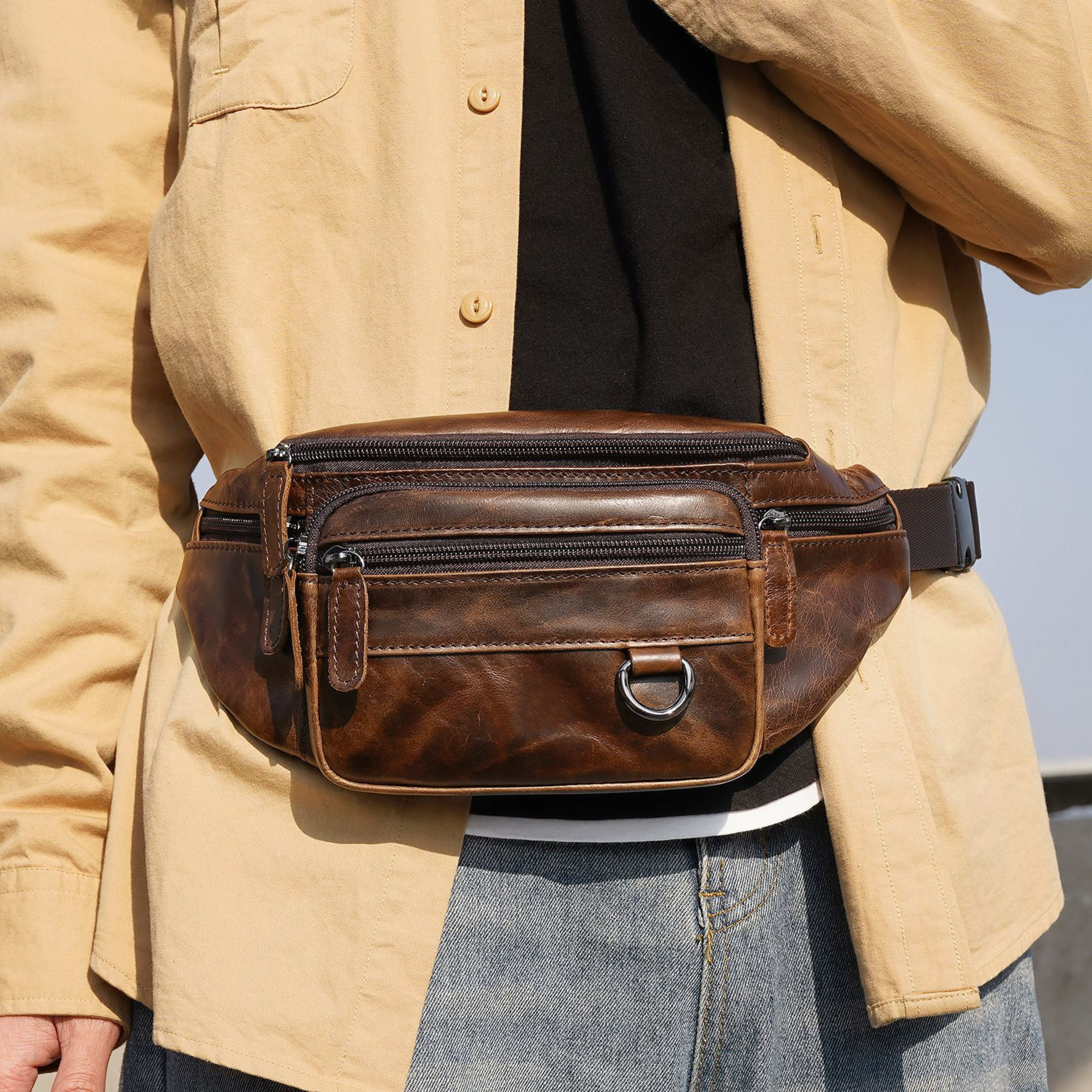 High-end Full-grain Leather Chest Bag 4