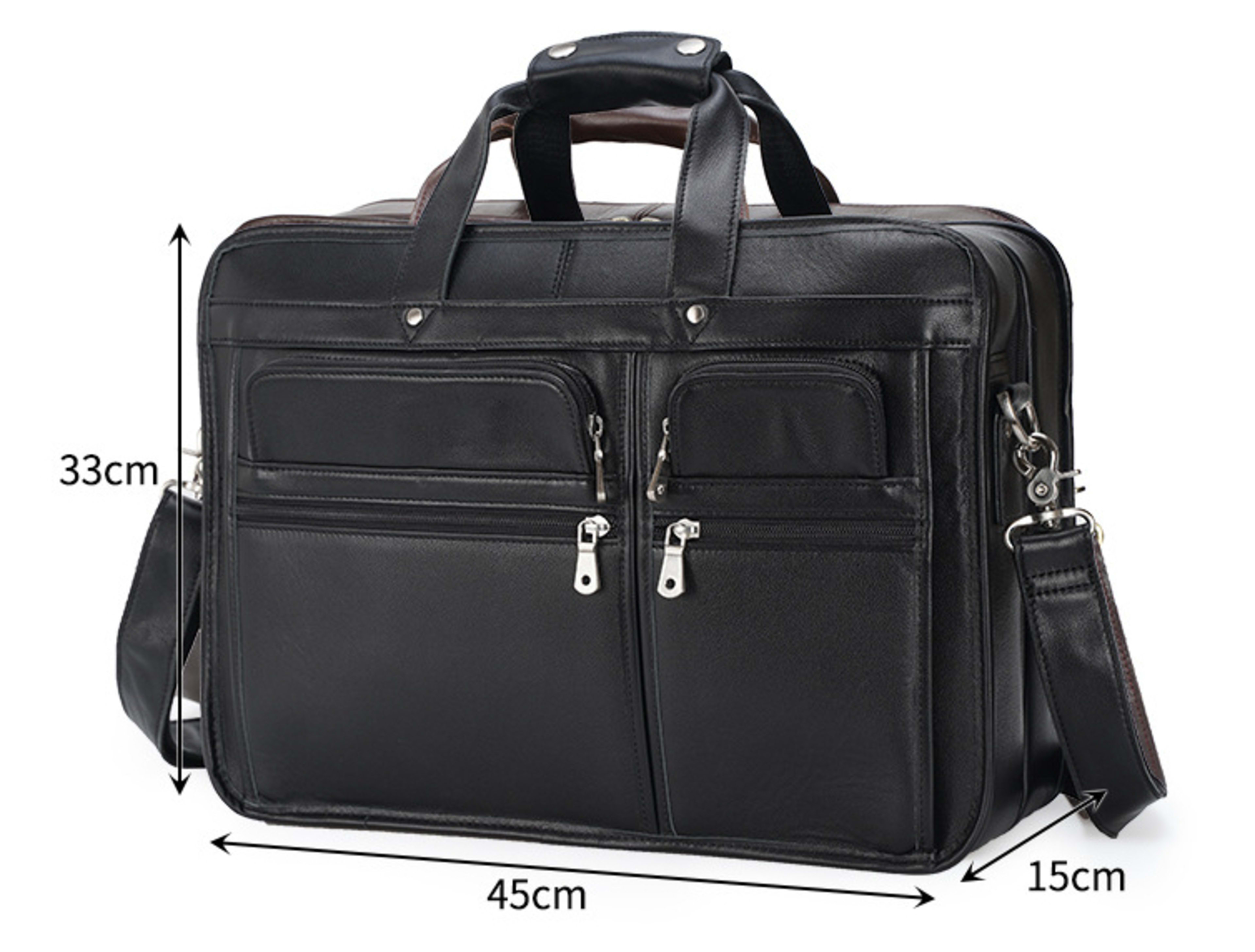 Tiding Leather Leather Business First Layer Cowhide 17-inch Laptop Bag 10